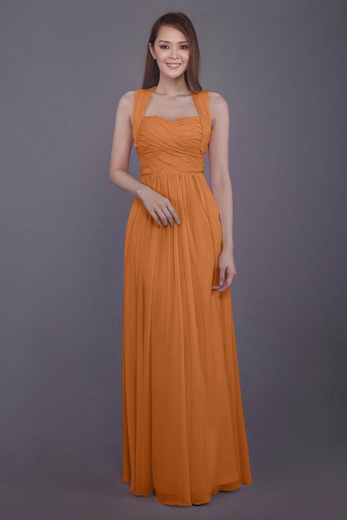Sheath-Column Floor Length Chiffon Bridesmaid Dress PR3585 - COCOMELODY