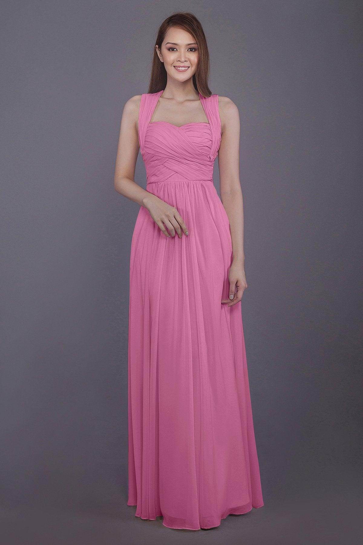 Sheath-Column Floor Length Chiffon Bridesmaid Dress PR3585 - COCOMELODY