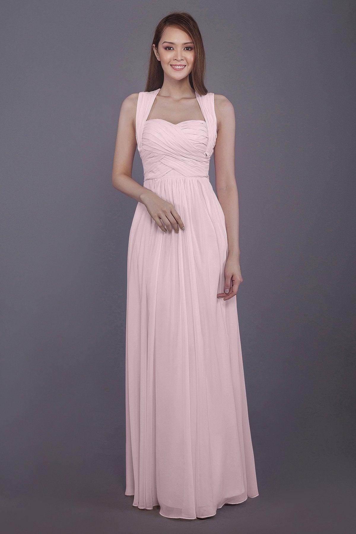 Sheath-Column Floor Length Chiffon Bridesmaid Dress PR3585 - COCOMELODY