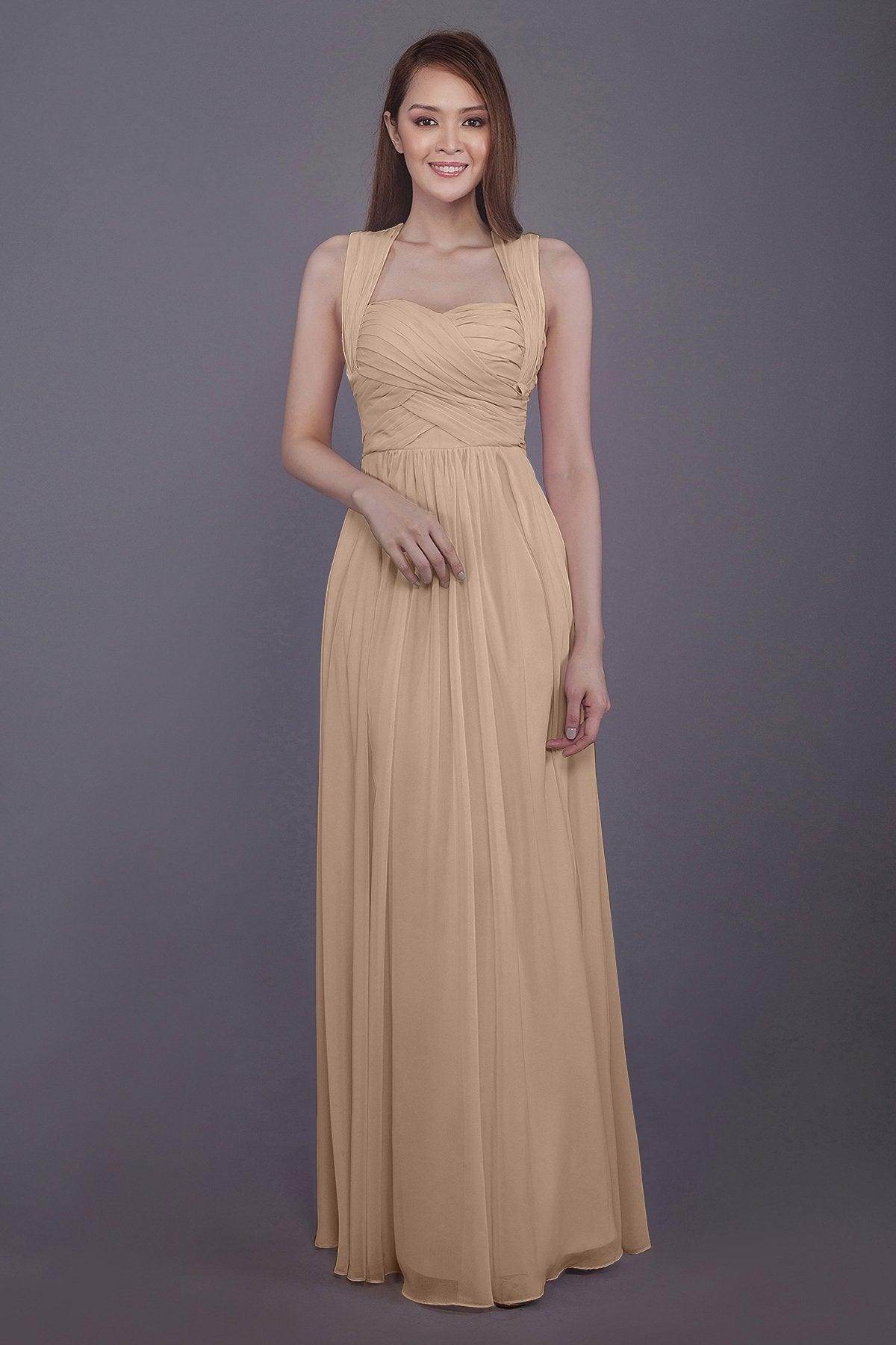 Sheath-Column Floor Length Chiffon Bridesmaid Dress PR3585 - COCOMELODY