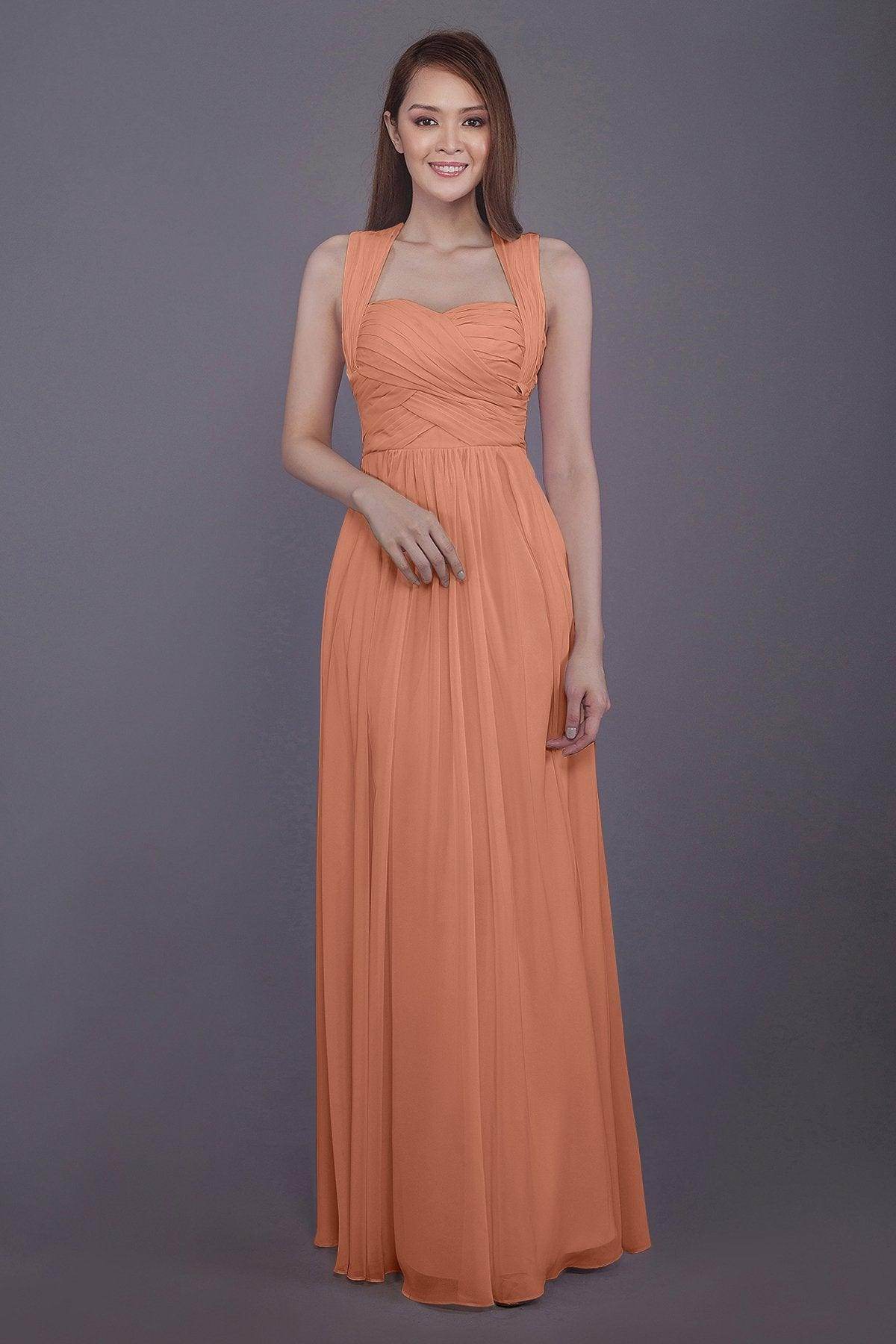 Sheath-Column Floor Length Chiffon Bridesmaid Dress PR3585 - COCOMELODY