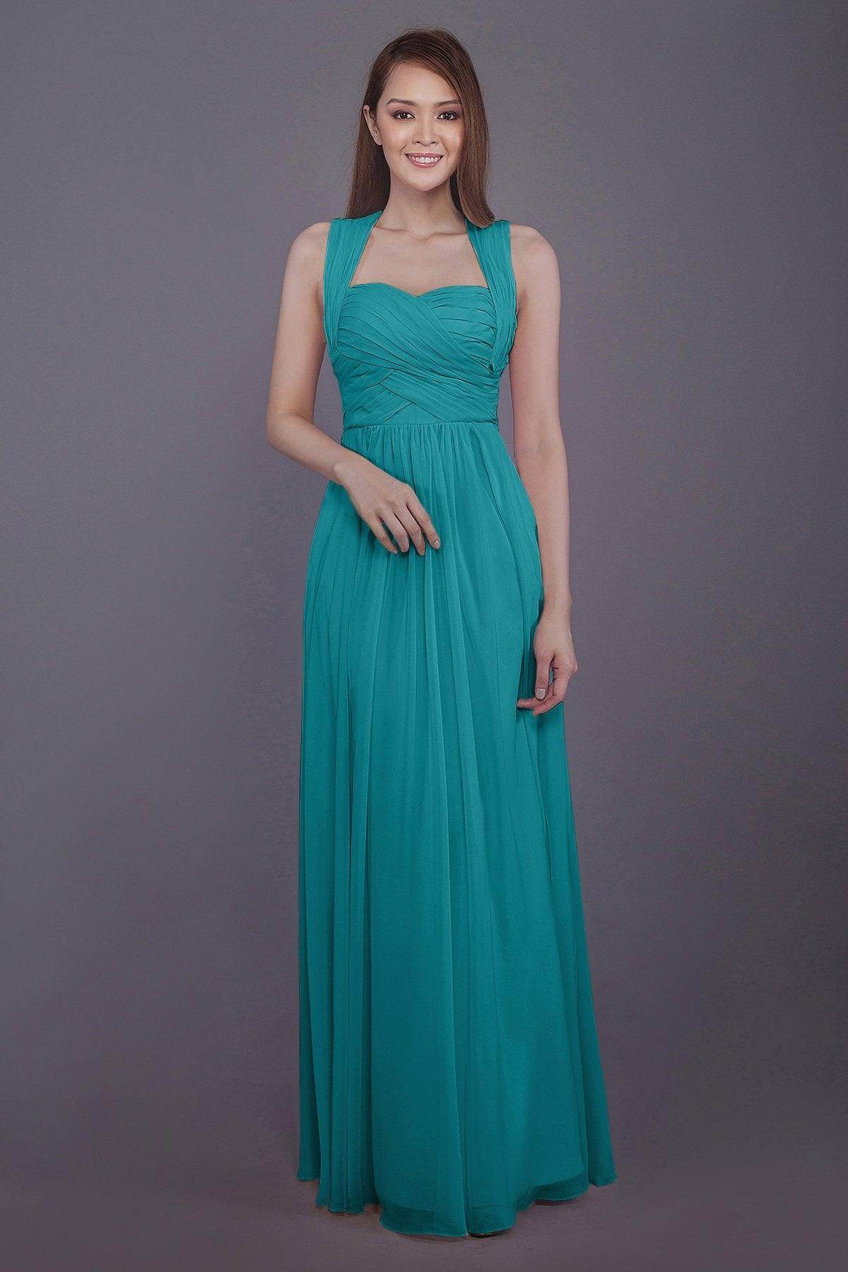 Sheath-Column Floor Length Chiffon Bridesmaid Dress PR3585 - COCOMELODY