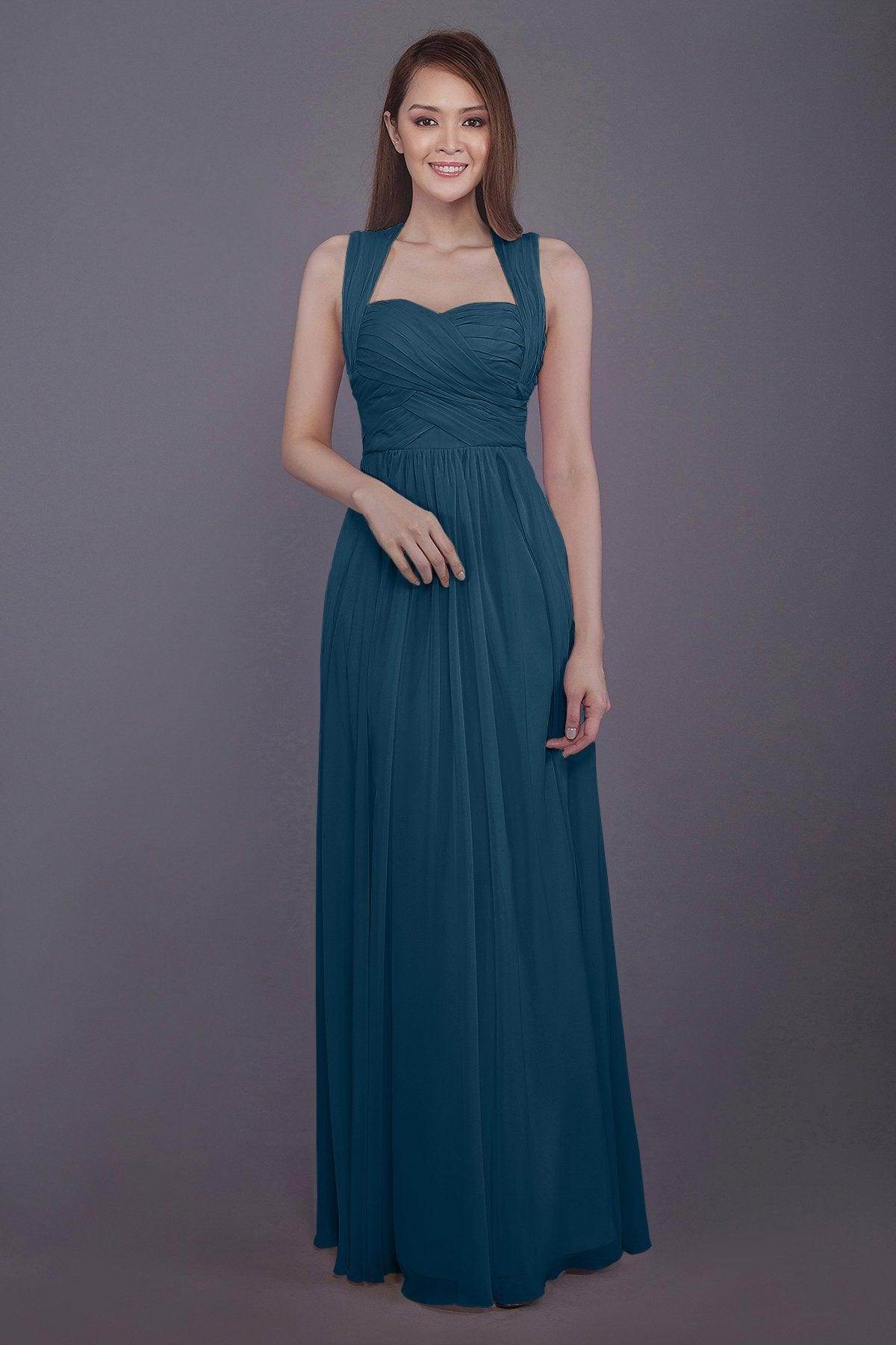 Sheath-Column Floor Length Chiffon Bridesmaid Dress PR3585 - COCOMELODY