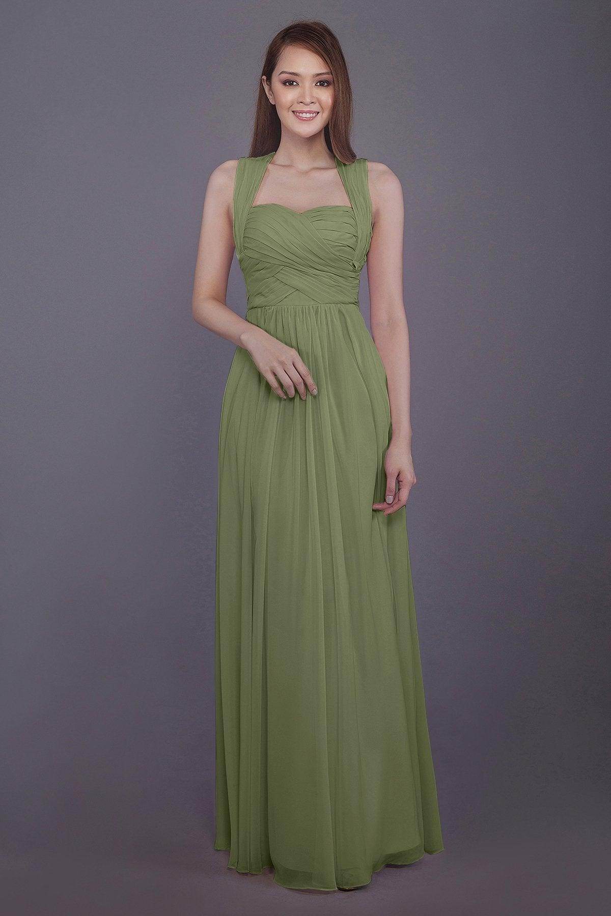 Sheath-Column Floor Length Chiffon Bridesmaid Dress PR3585 - COCOMELODY