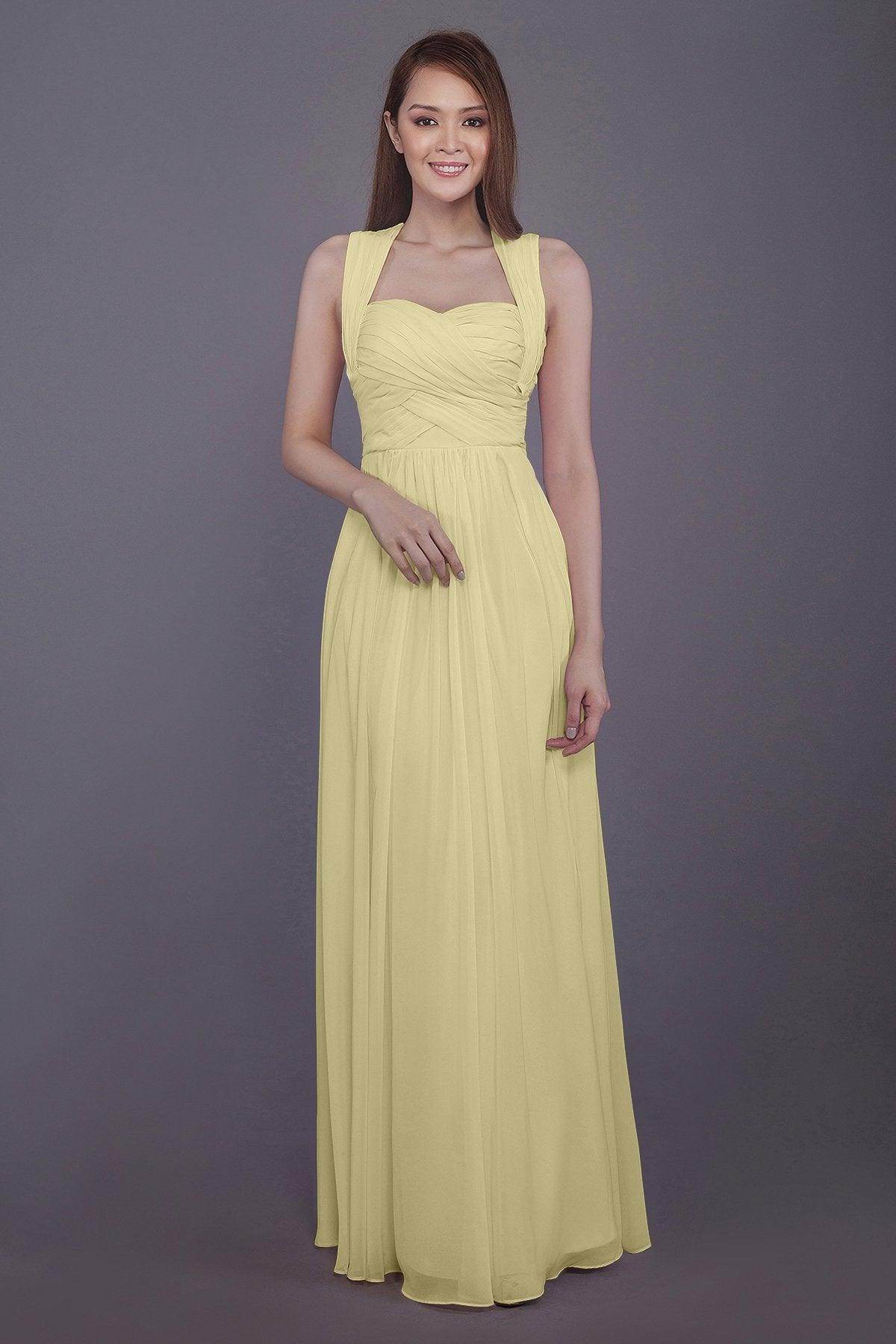 Sheath-Column Floor Length Chiffon Bridesmaid Dress PR3585 - COCOMELODY