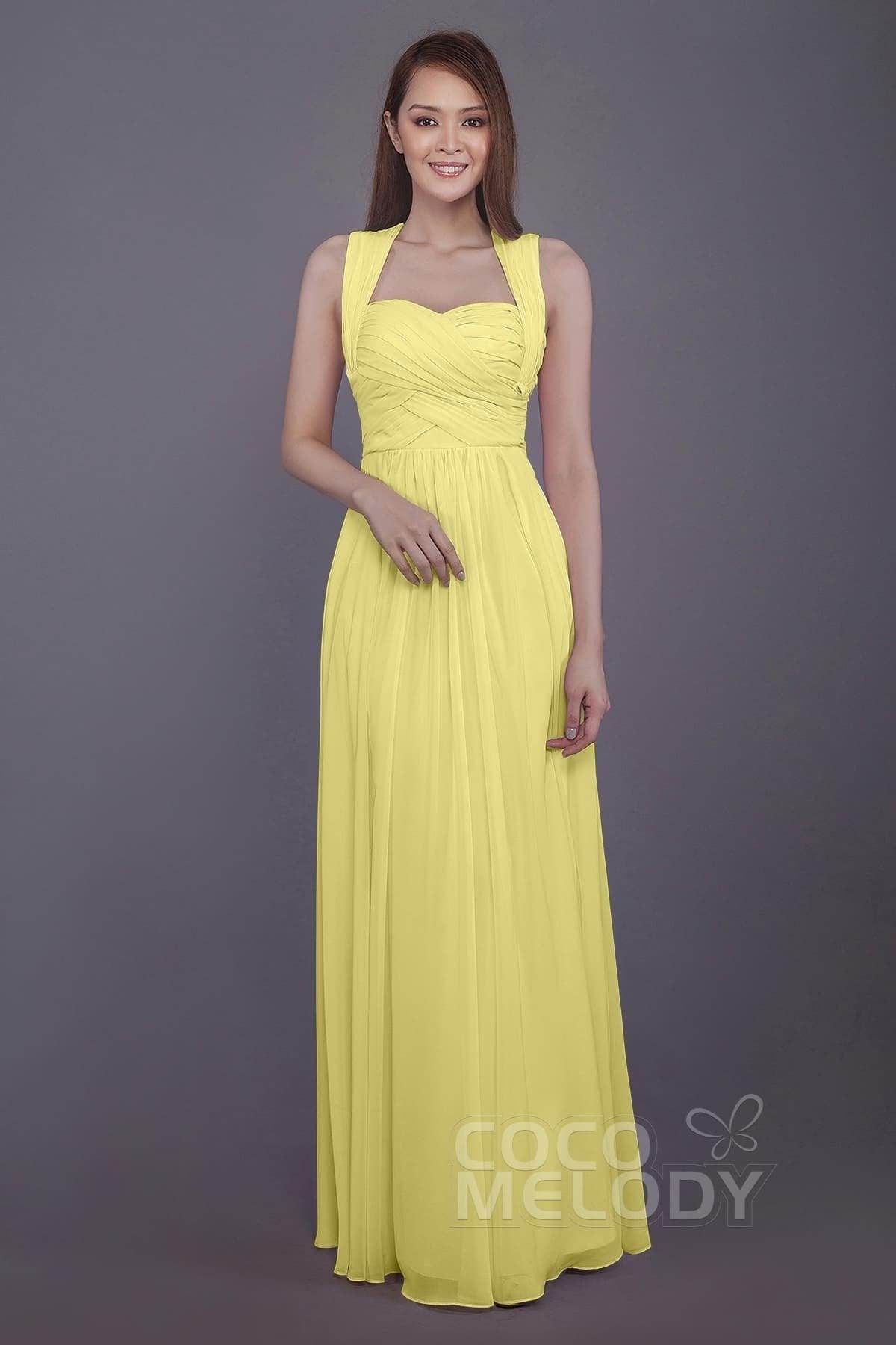 Sheath-Column Floor Length Chiffon Bridesmaid Dress PR3585 - COCOMELODY
