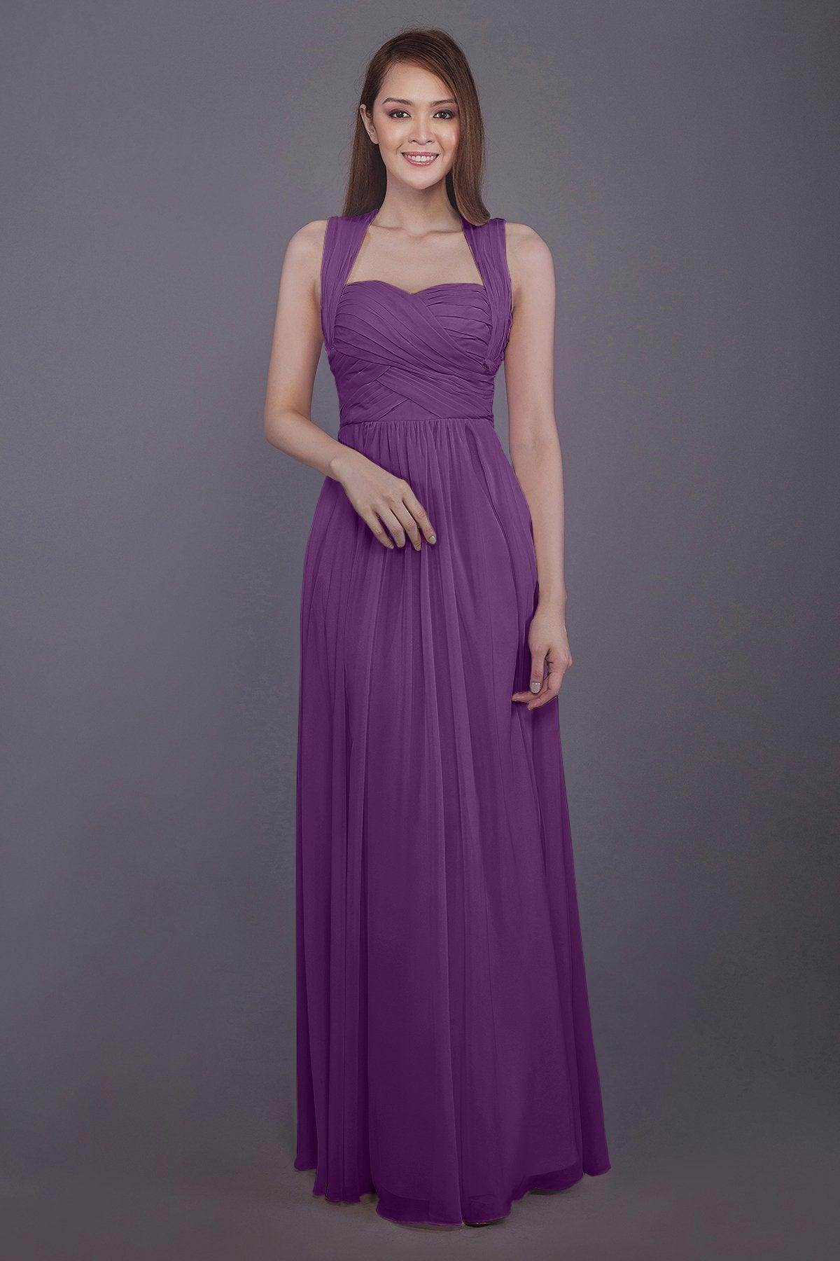 Sheath-Column Floor Length Chiffon Bridesmaid Dress PR3585 - COCOMELODY