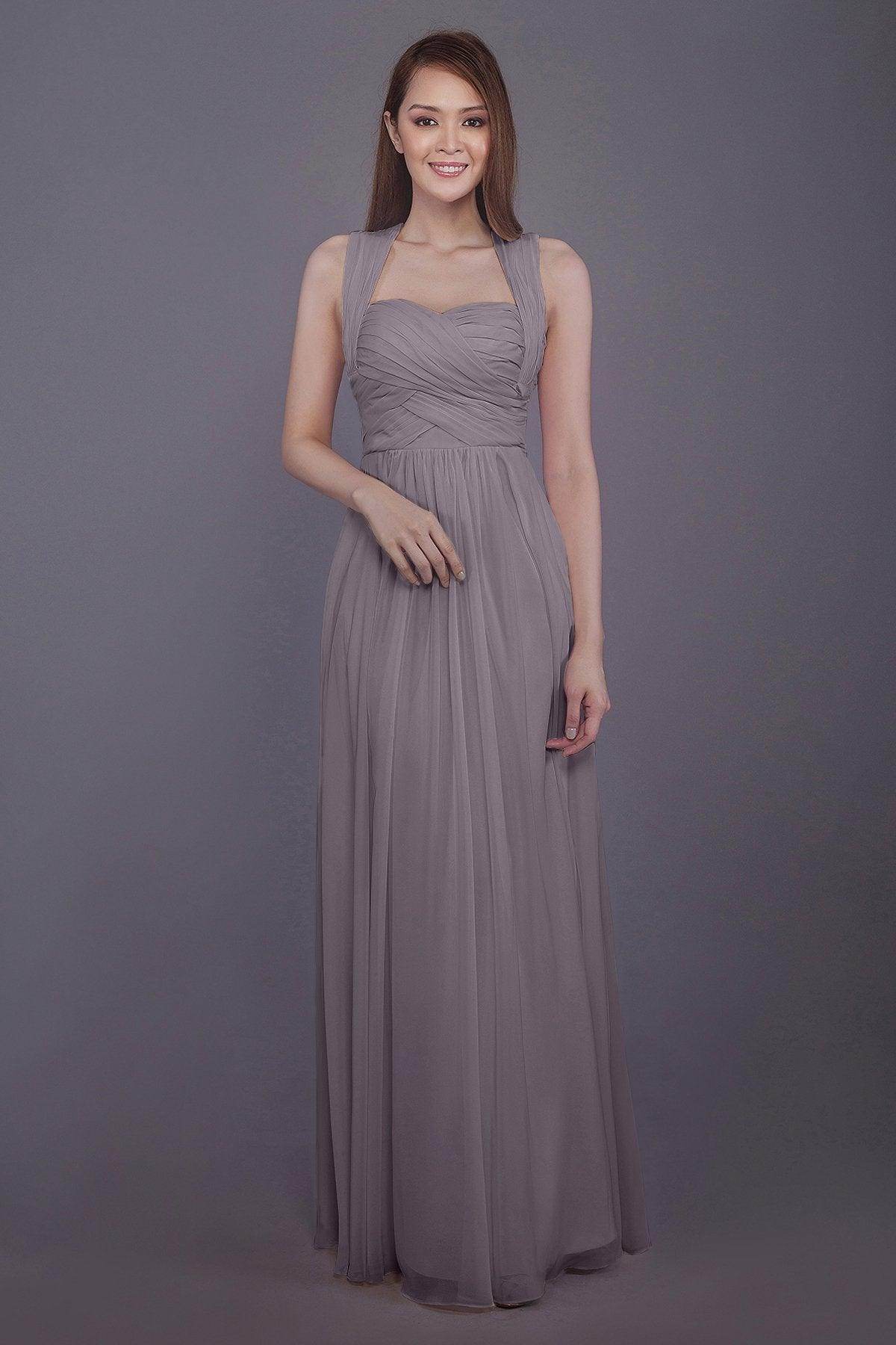 Sheath-Column Floor Length Chiffon Bridesmaid Dress PR3585 - COCOMELODY
