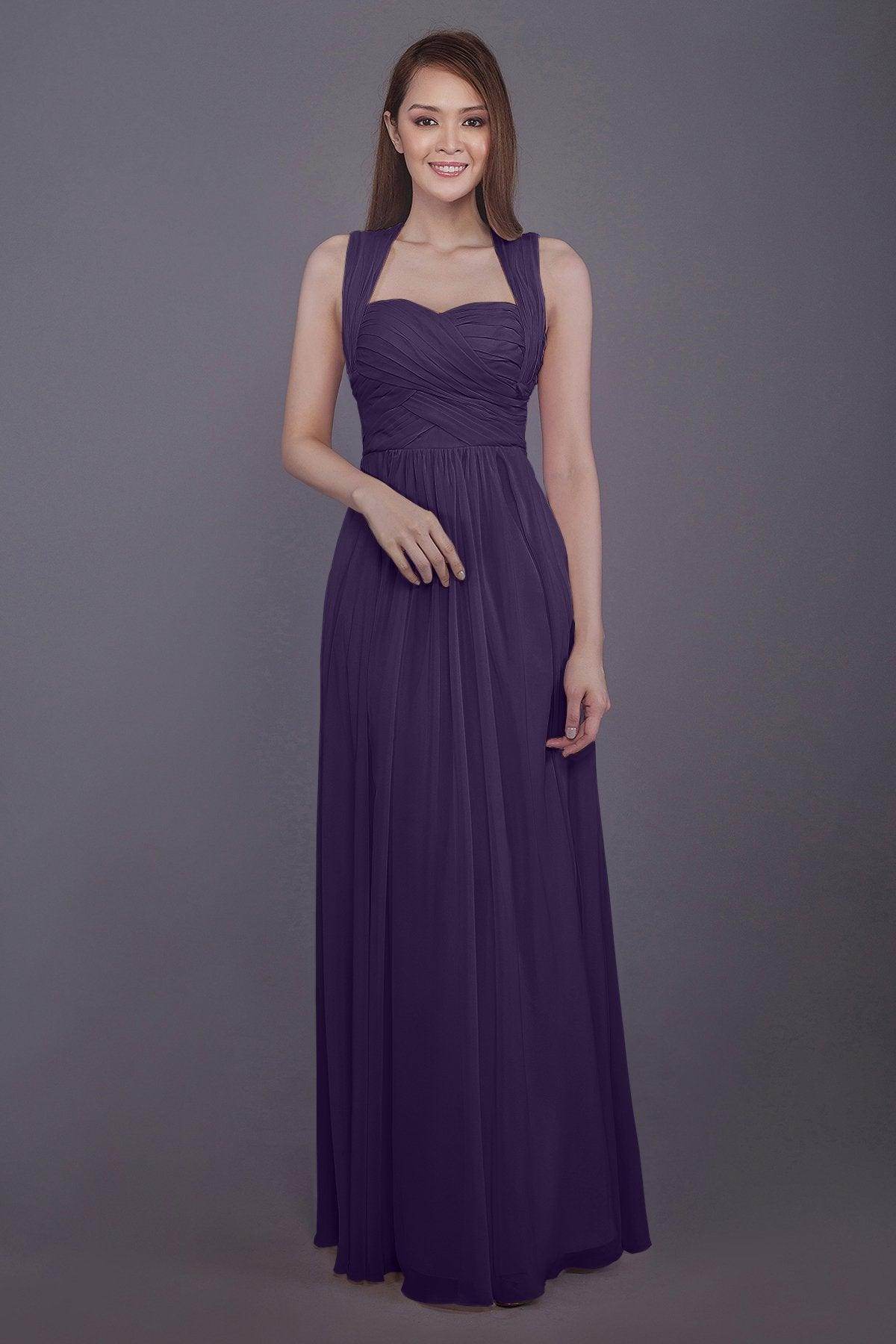 Sheath-Column Floor Length Chiffon Bridesmaid Dress PR3585 - COCOMELODY
