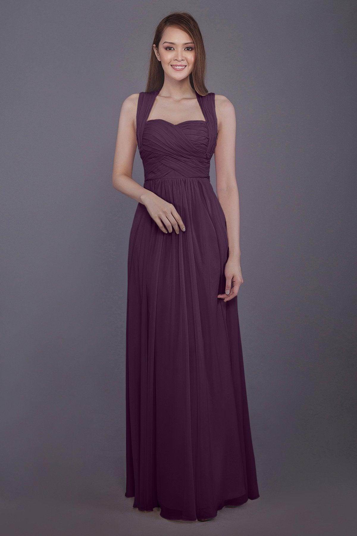 Sheath-Column Floor Length Chiffon Bridesmaid Dress PR3585 - COCOMELODY
