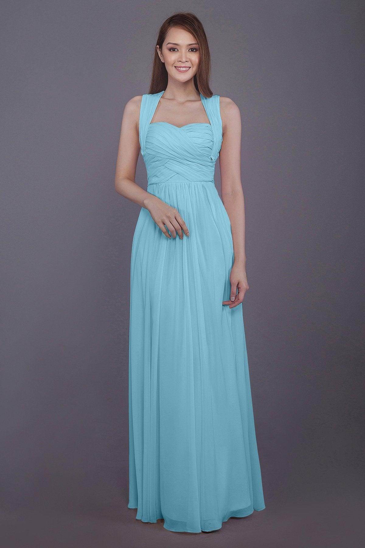 Sheath-Column Floor Length Chiffon Bridesmaid Dress PR3585 - COCOMELODY