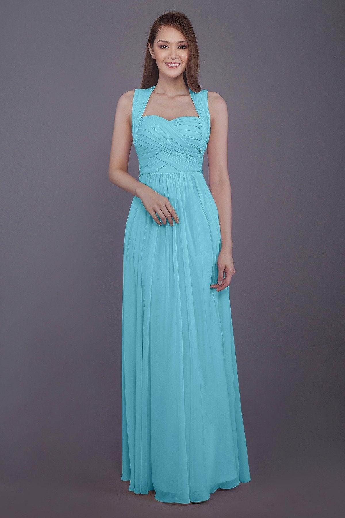 Sheath-Column Floor Length Chiffon Bridesmaid Dress PR3585 - COCOMELODY