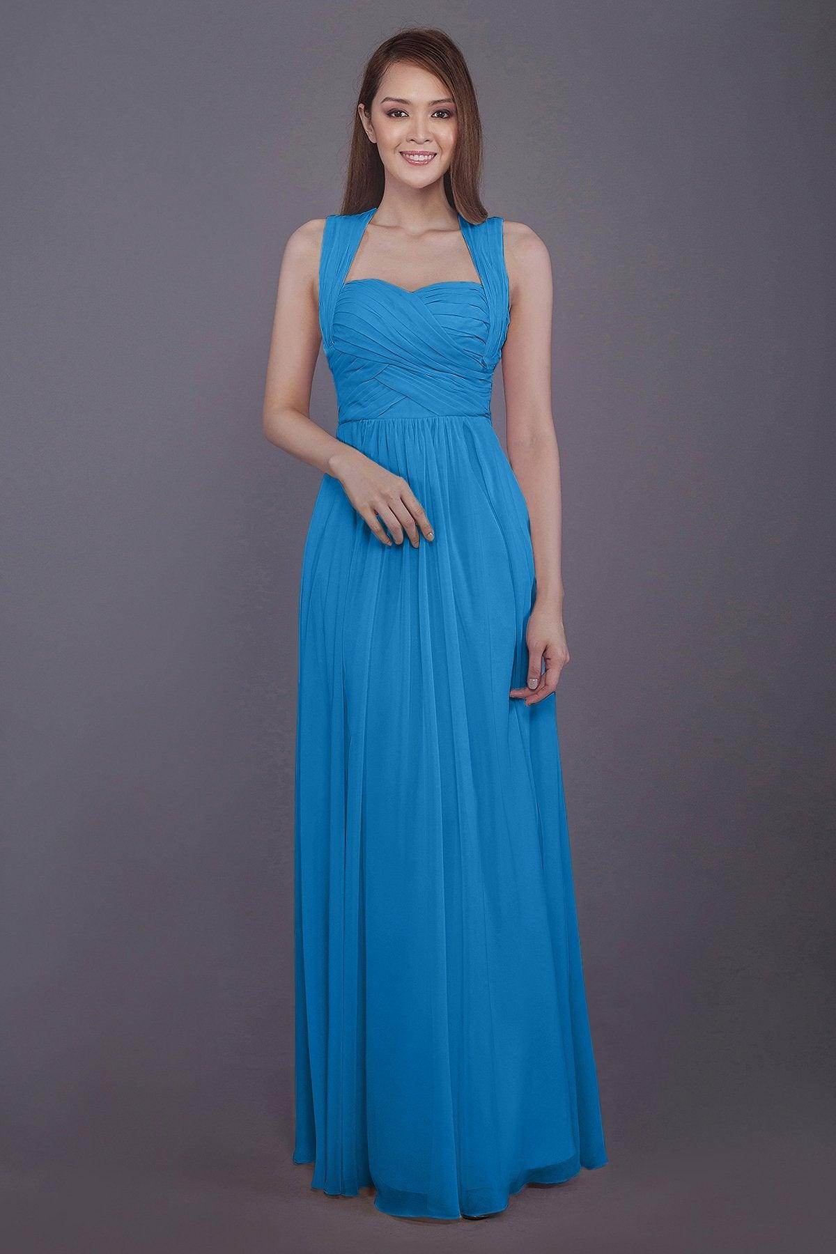 Sheath-Column Floor Length Chiffon Bridesmaid Dress PR3585 - COCOMELODY