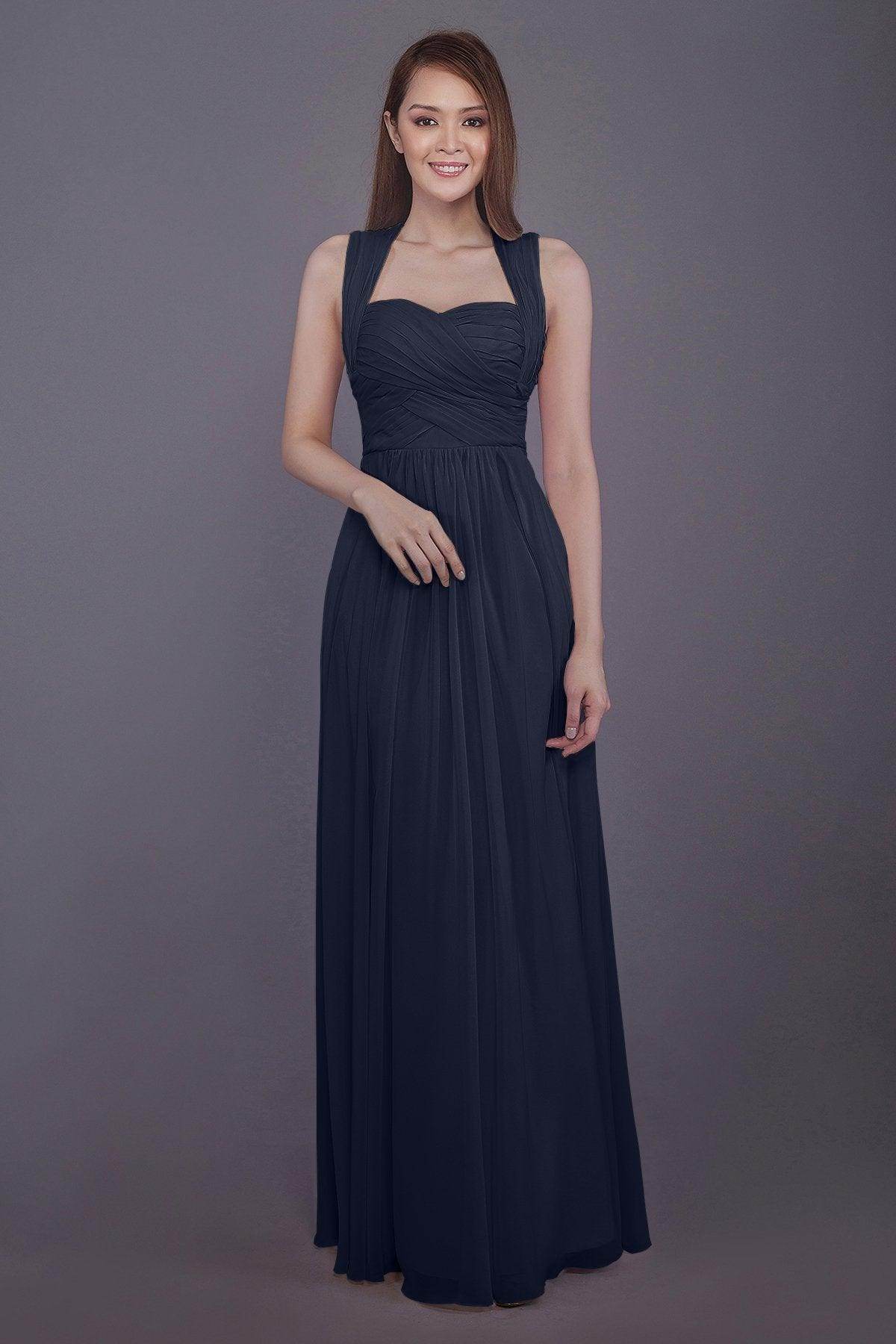 Sheath-Column Floor Length Chiffon Bridesmaid Dress PR3585 - COCOMELODY