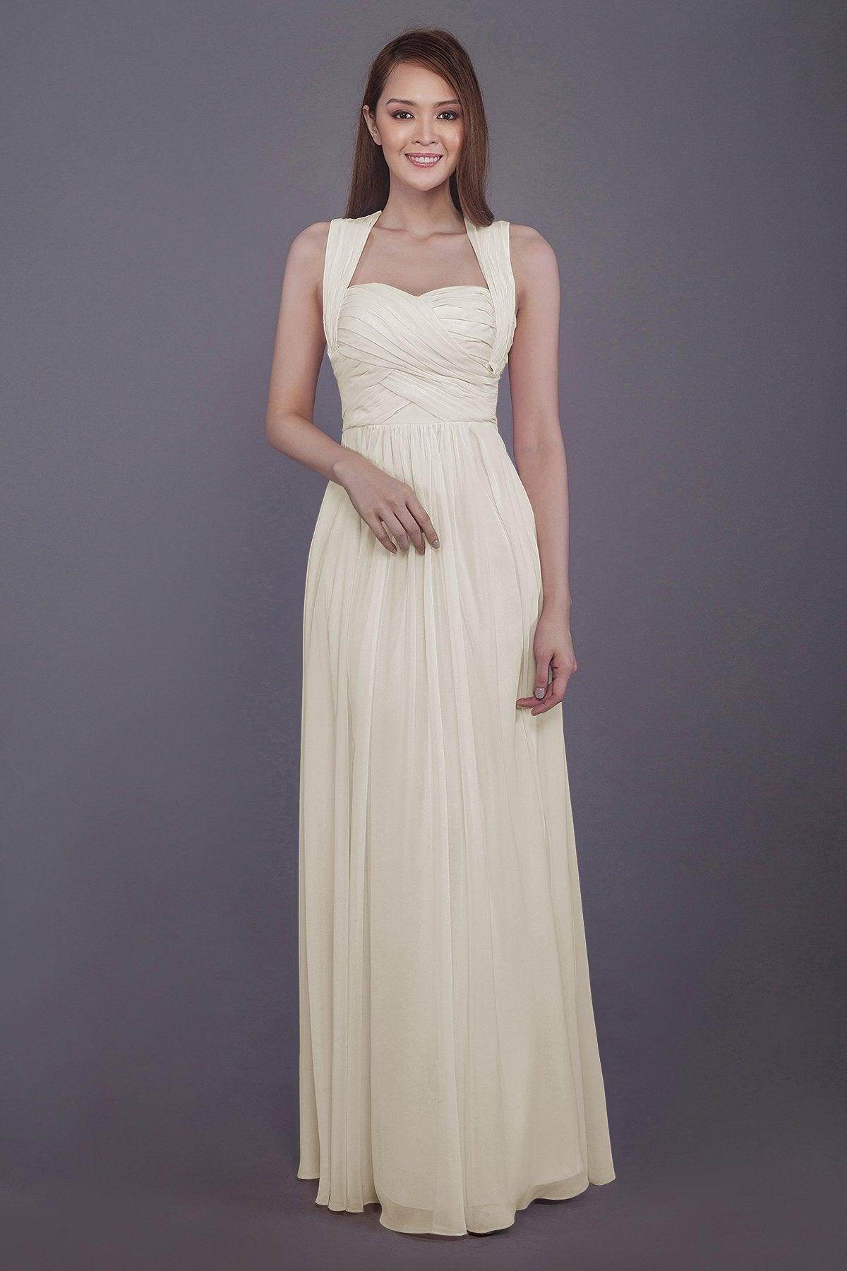 Sheath-Column Floor Length Chiffon Bridesmaid Dress PR3585 - COCOMELODY