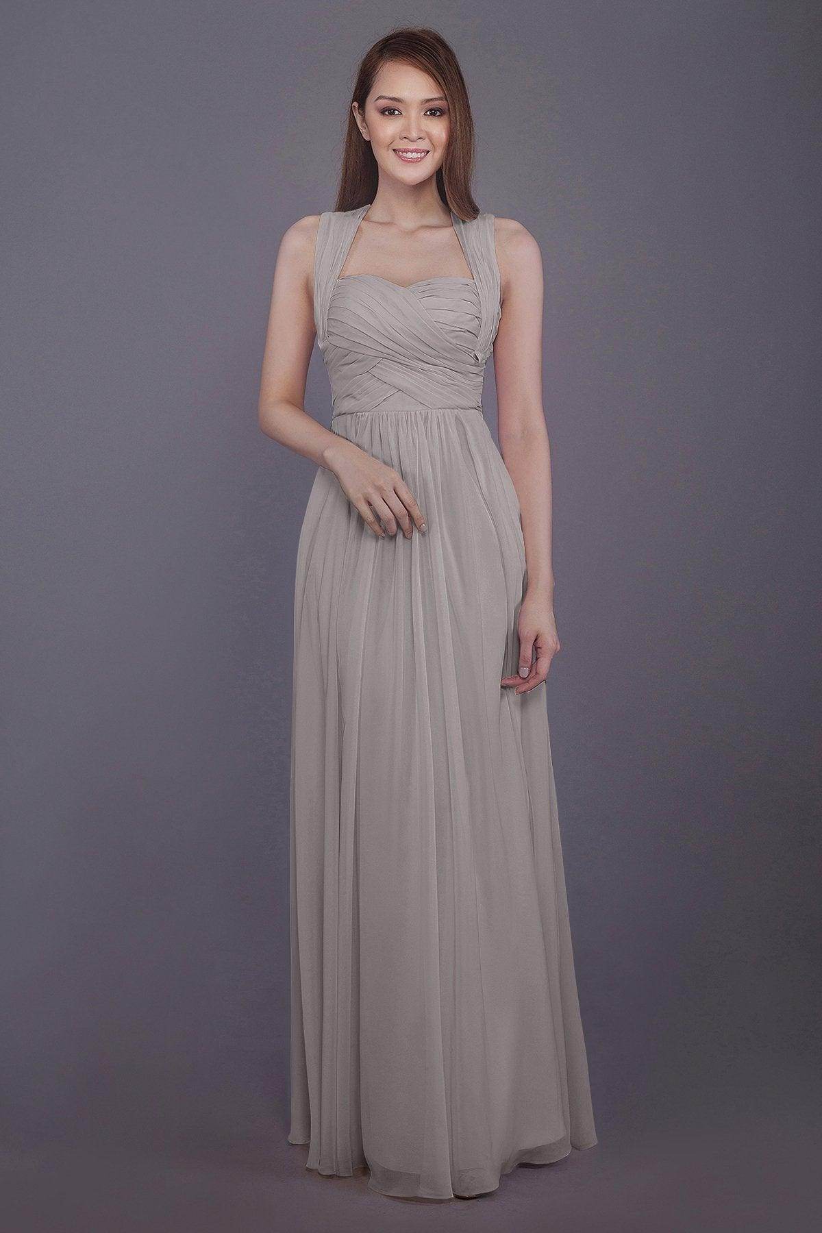 Sheath-Column Floor Length Chiffon Bridesmaid Dress PR3585 - COCOMELODY