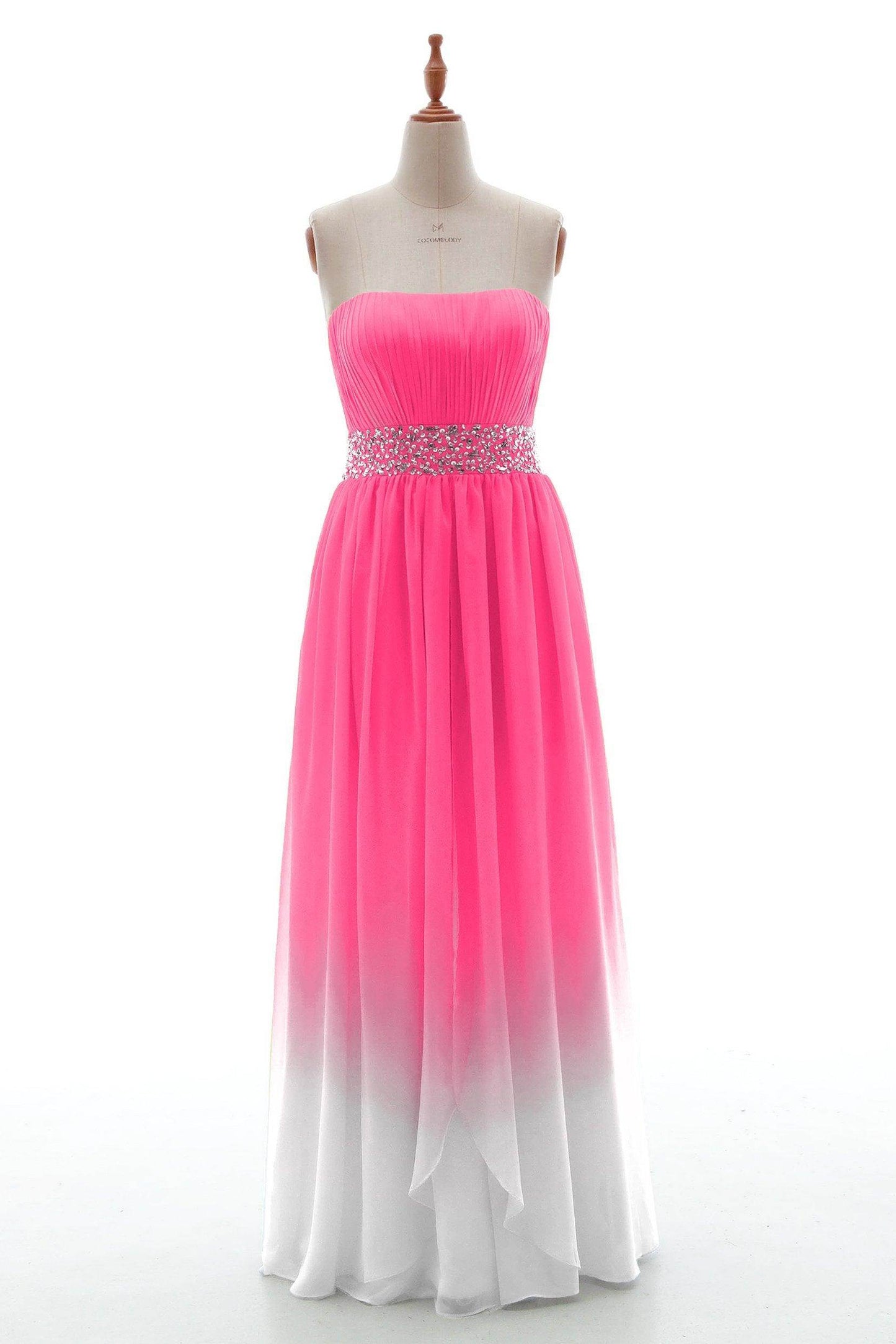 Sheath-Column Floor Length Chiffon Bridesmaid Dress PR3598 - COCOMELODY