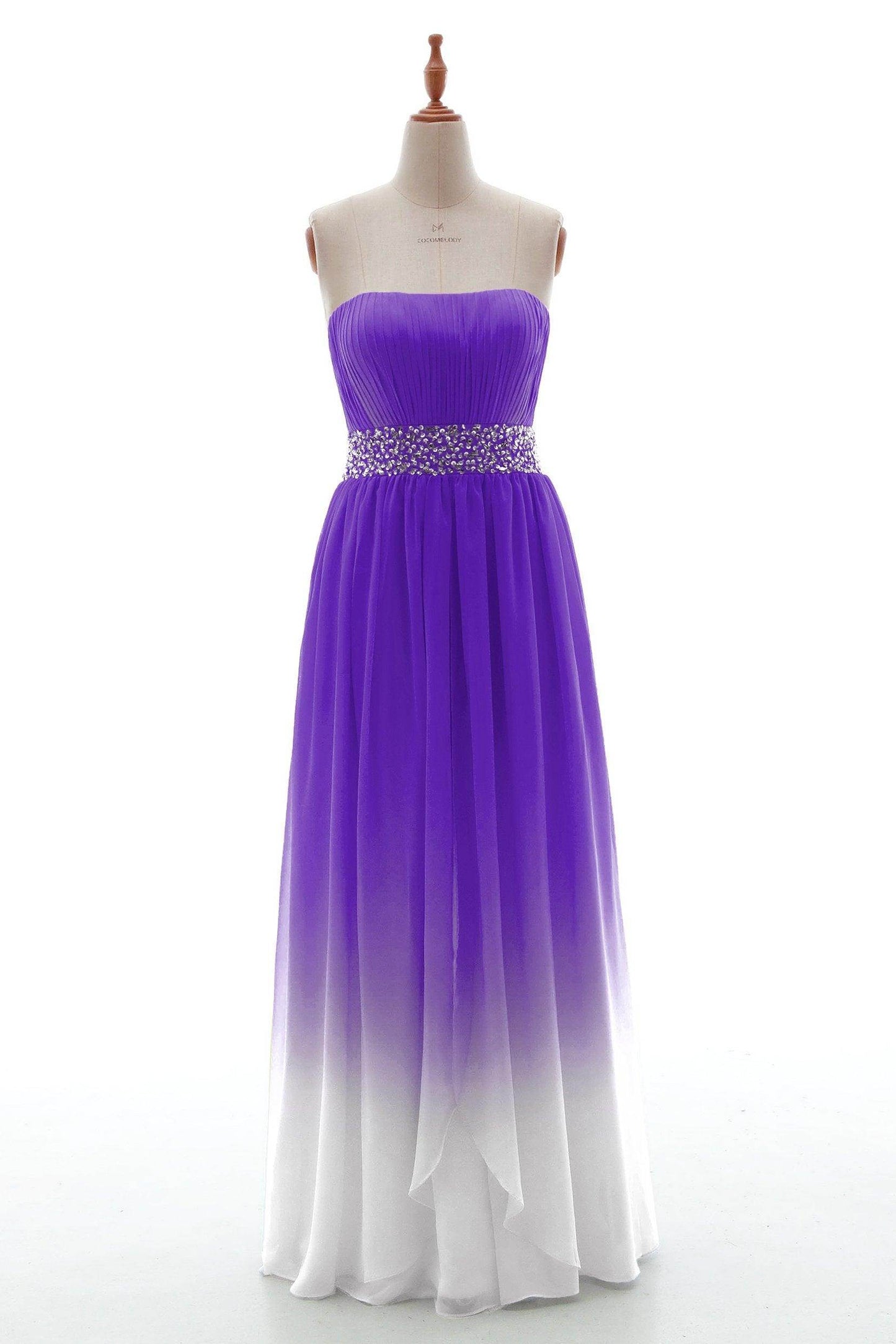 Sheath-Column Floor Length Chiffon Bridesmaid Dress PR3598 - COCOMELODY