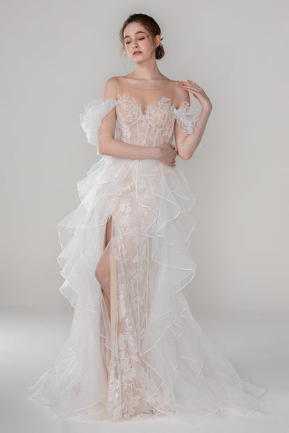 Trumpet-Mermaid Court Train Lace Wedding Dress CW2500