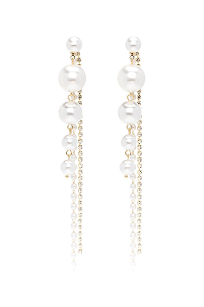 Alloy Earrings with Rhinestone Imitation Pearl CE0117
