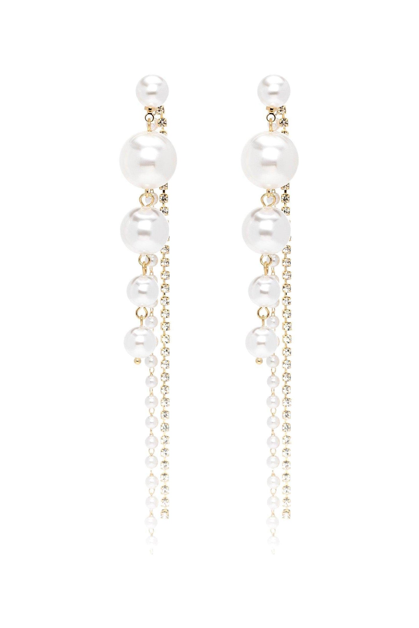 Alloy Earrings with Rhinestone Imitation Pearl CE0117 - COCOMELODY