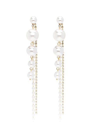 Alloy Earrings with Rhinestone Imitation Pearl CE0117 - COCOMELODY