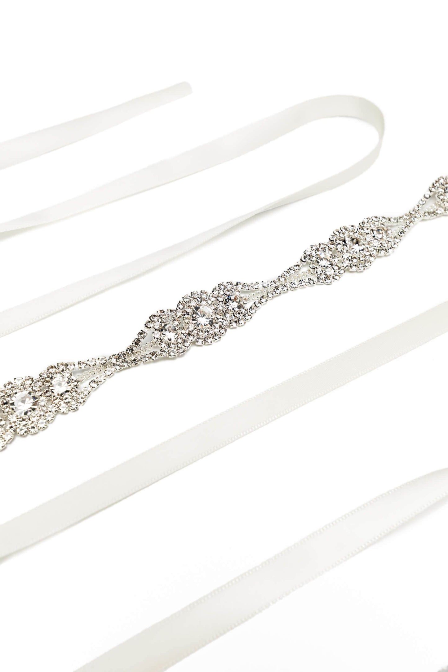 Ribbons Wedding Sash with Rhinestone CC0068 - COCOMELODY