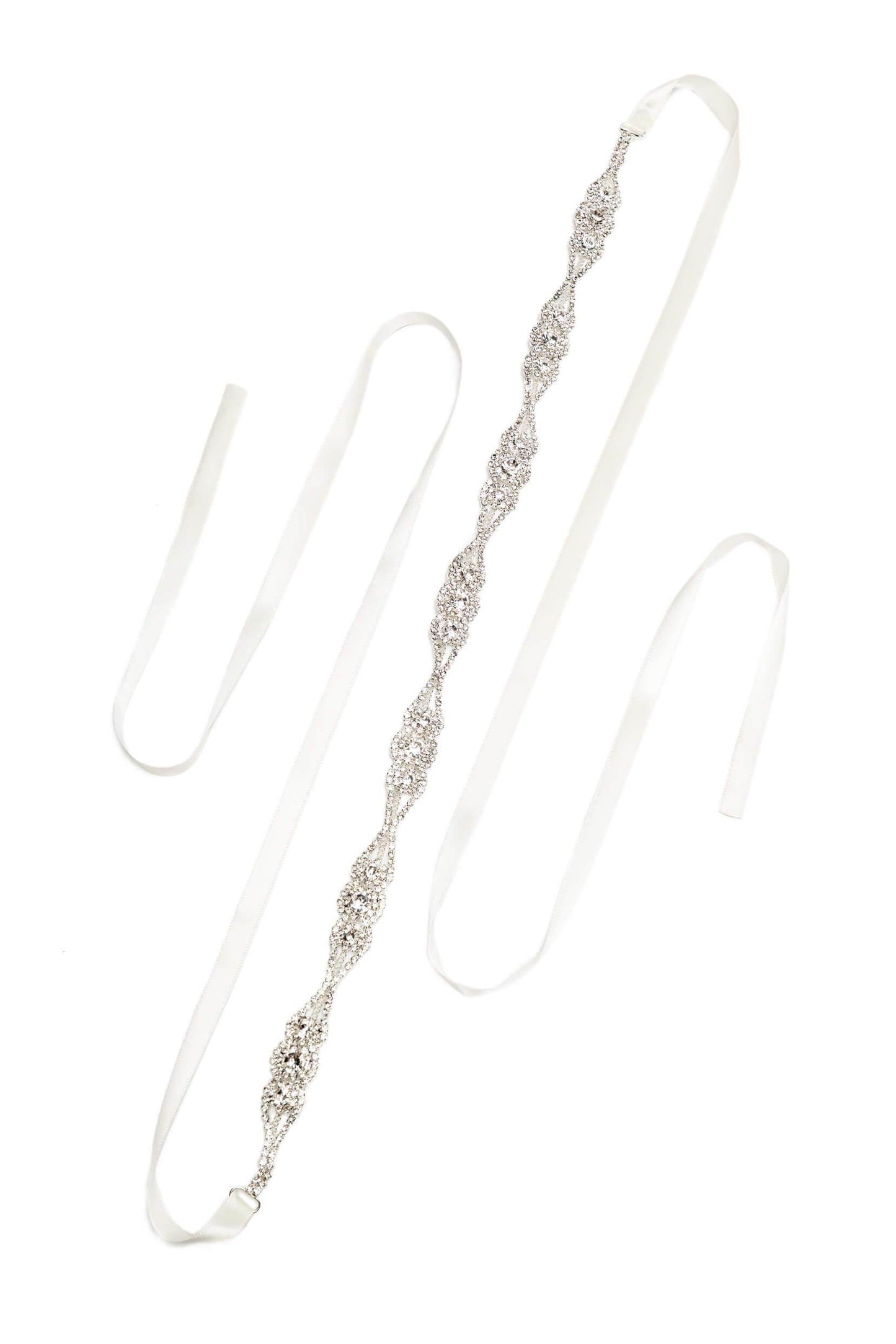 Ribbons Wedding Sash with Rhinestone CC0068 - COCOMELODY