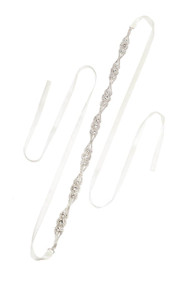 Ribbons Wedding Sash with Rhinestone CC0068 - COCOMELODY