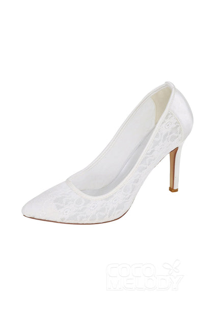 Stiletto Heel Lace Pointed Toe Bridal Shoes SWS16035