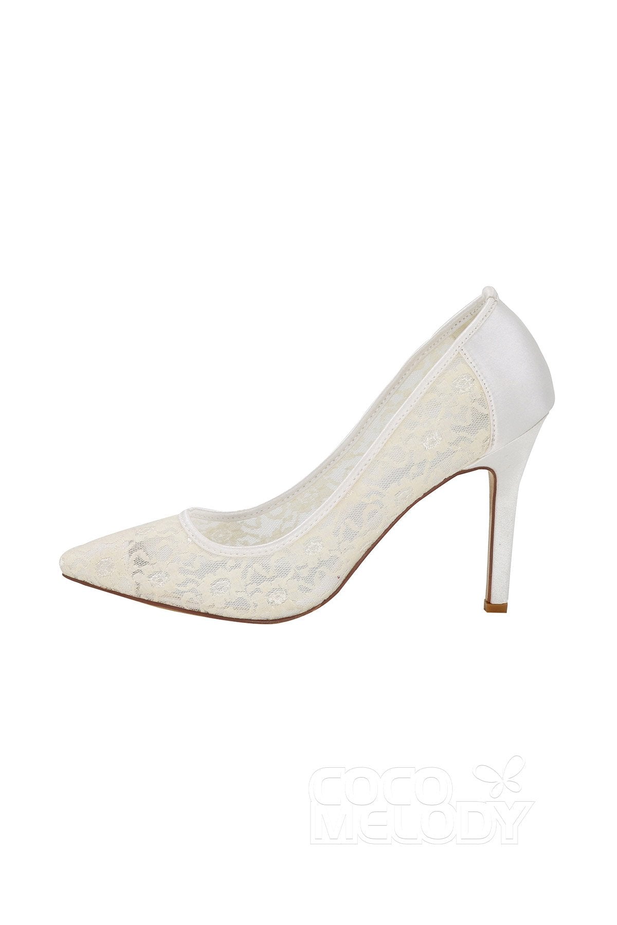 Stiletto Heel Lace Pointed Toe Bridal Shoes SWS16035