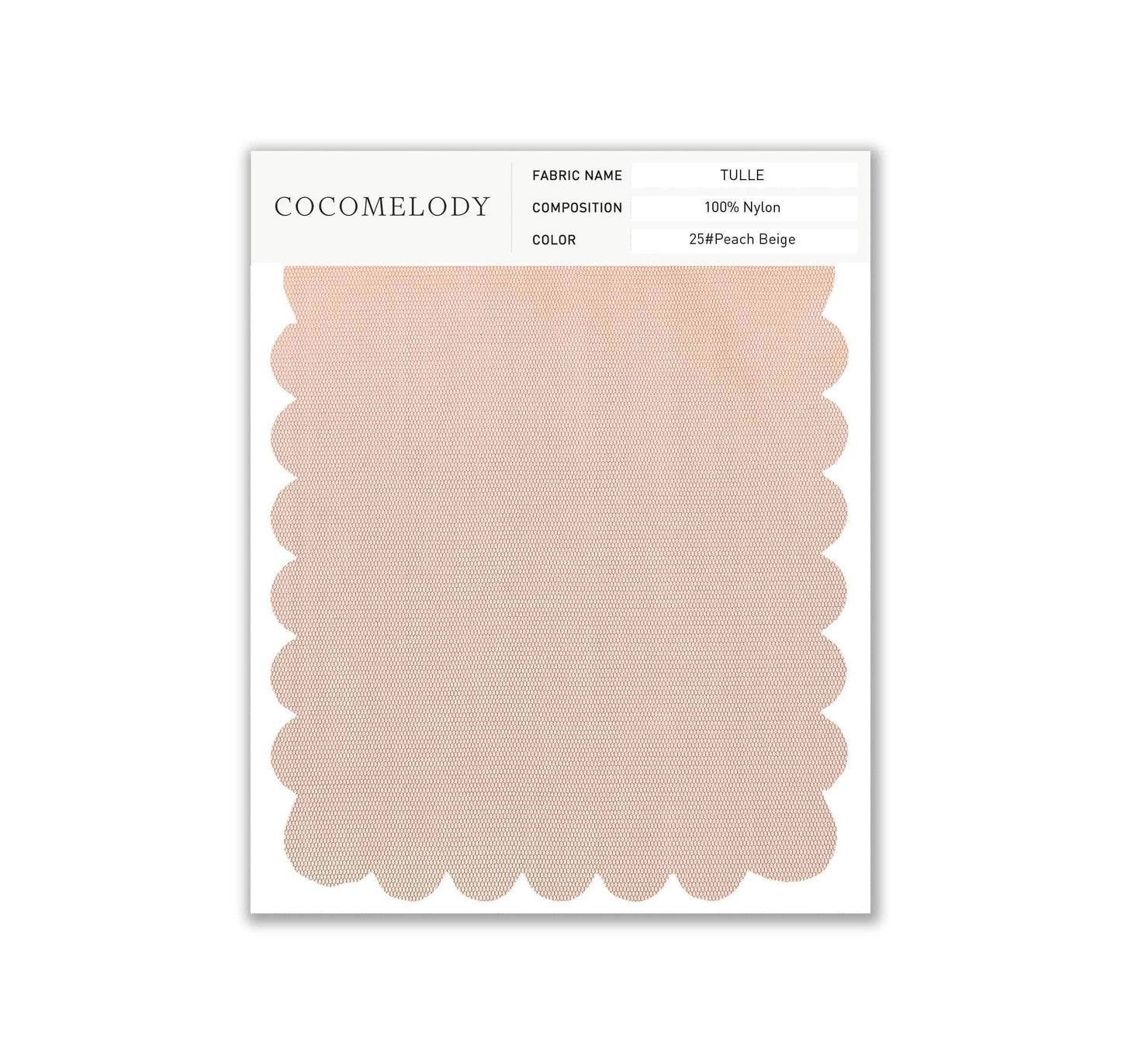 Tulle Fabric Swatch in Single Color SWTU16002 - COCOMELODY