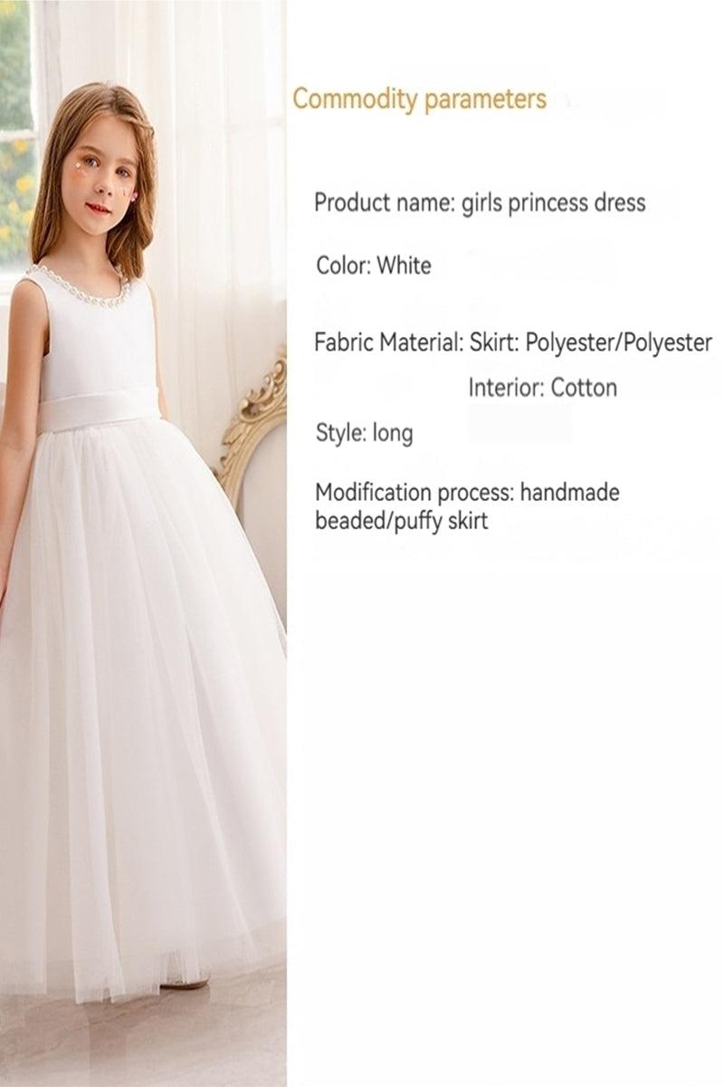 A-Line Scoop Neck Satin/Tulle Flower Girl Dresses With Bow(s)/Beading 752041855392 - COCOMELODY