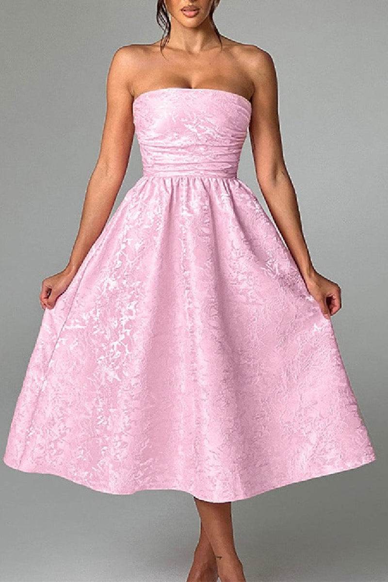 Chic A-Line Jacquard Satin Midi Wedding Guest Dress Strapless Floral Wedding Party Dress COCOMELODY 885712252250, 7 Days / Pale Pink / US12 Chic A-Line Jacquard Satin Midi Wedding Guest Dress Strapless Floral Wedding Party Dress COCOMELODY 885712252250, 7 Days / Pale Pink / US12