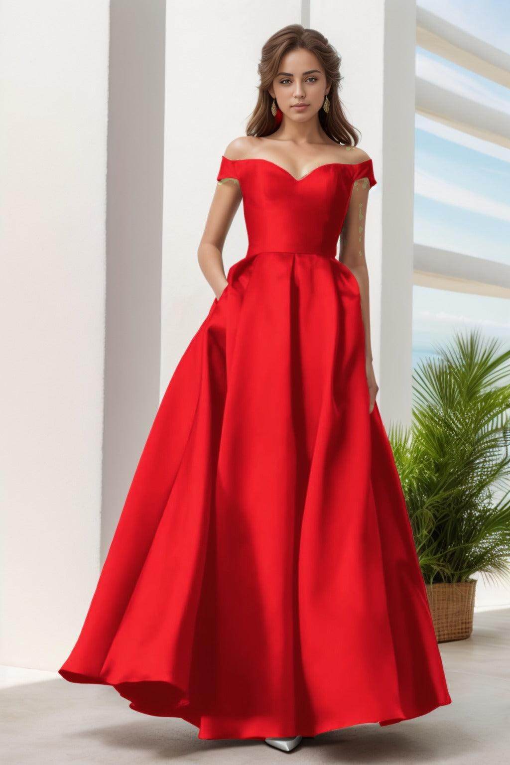 cocomelody prom dresses Cocomelody A-Line Satin Prom Dress with Pockets CS0408, Ice Blue