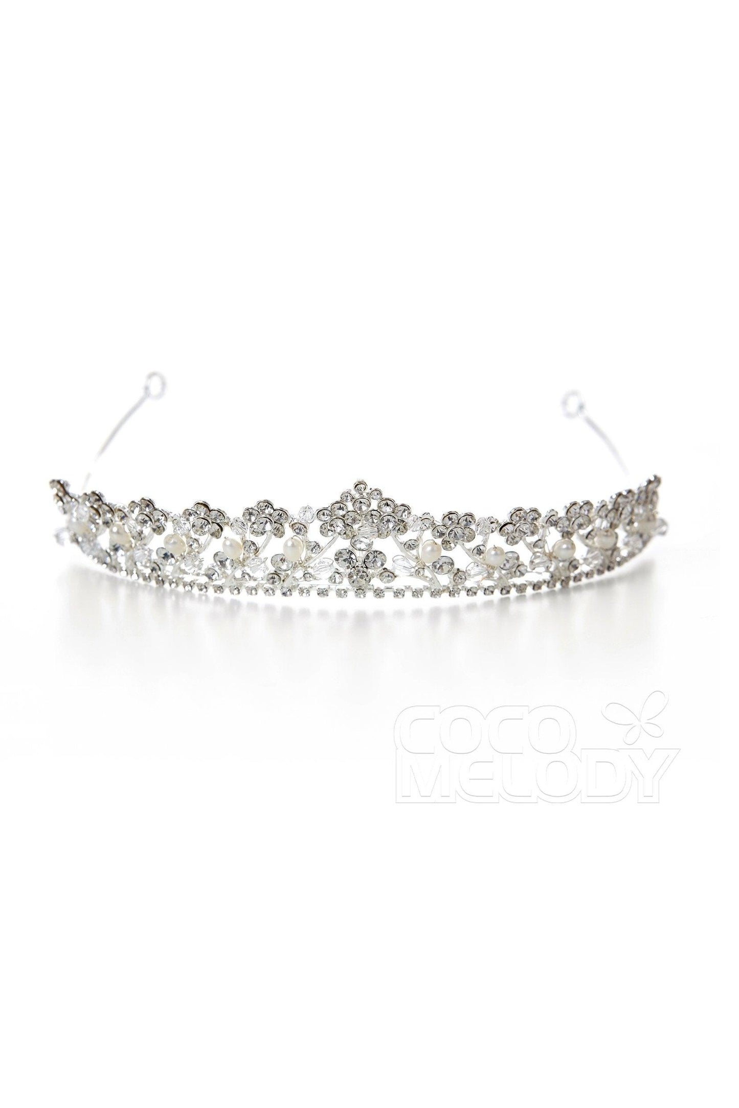 Luxurious Cubic Zirconia Tiara with Imitation Pearl CR17006