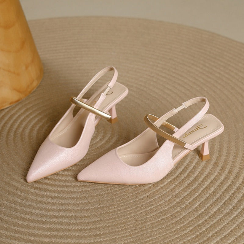 Pointed Toe Mary Jane Slingback Heel Single Strap Kitten Heel Shoes 1058281370087