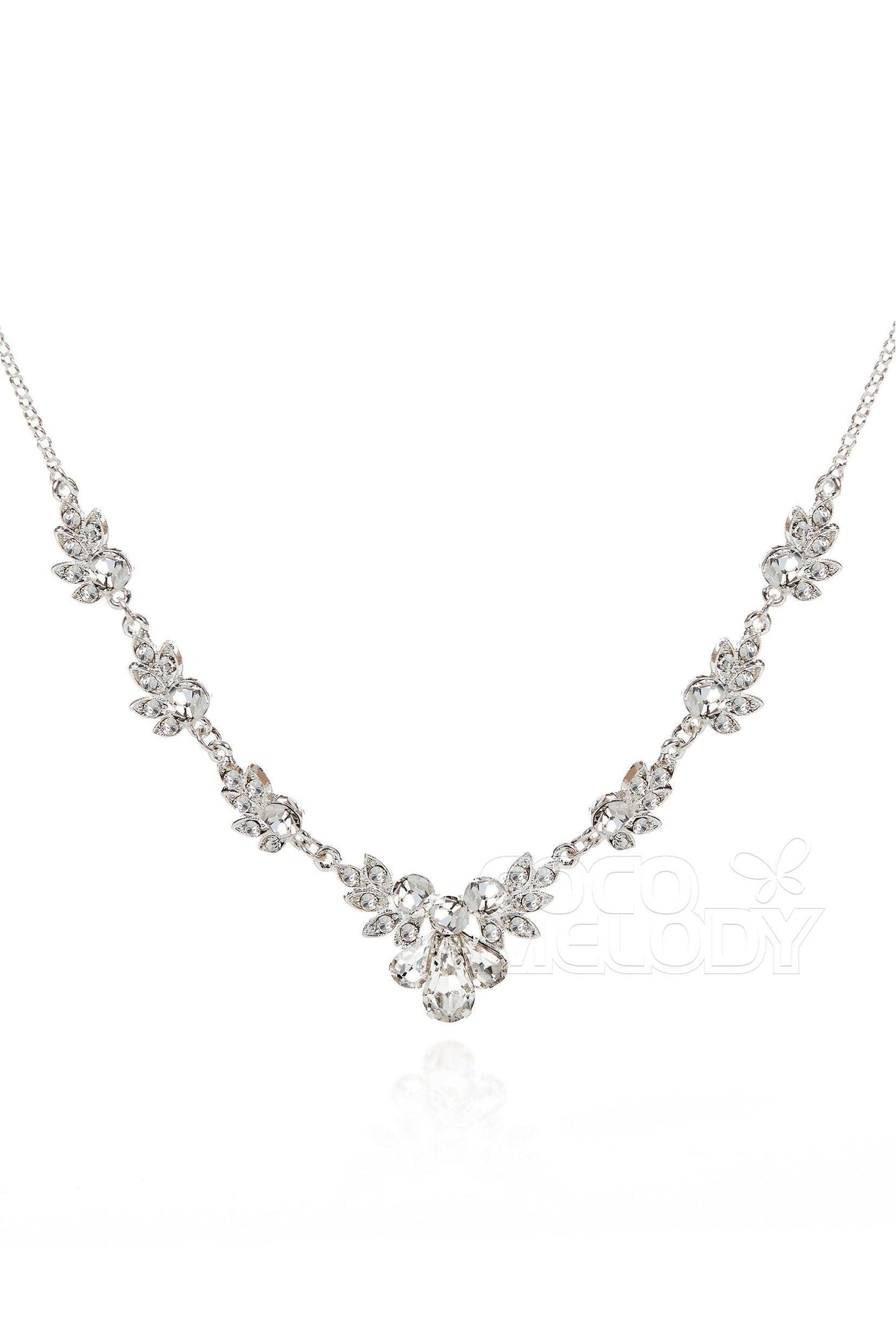 Zircon Wedding Necklace and Earrings Jewelry JS17010 - COCOMELODY