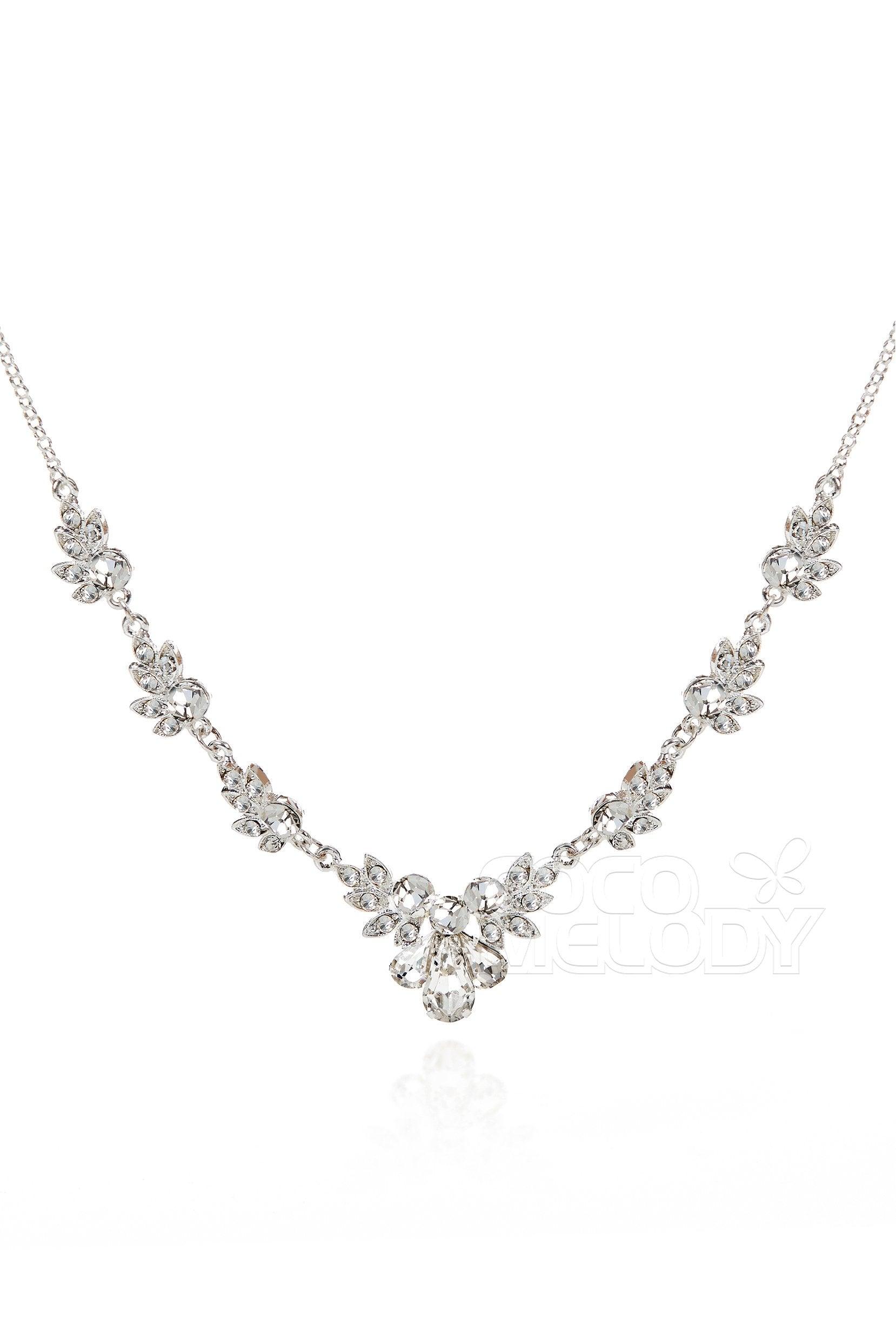 Zircon Wedding Necklace and Earrings Jewelry JS17010 - COCOMELODY