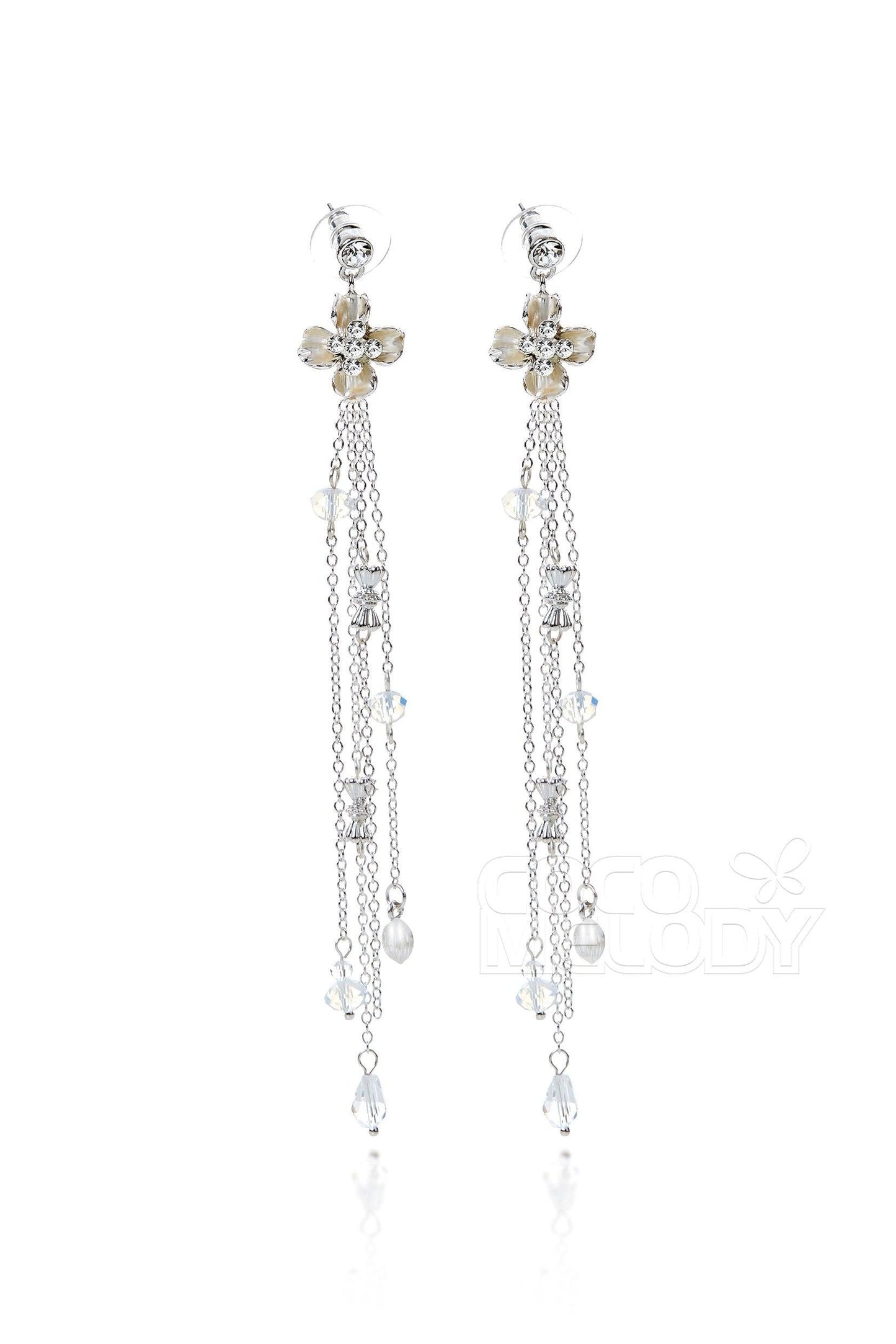 Silver Cloud Alloy Wedding Earrings with Rhinestone HG17002 - COCOMELODY