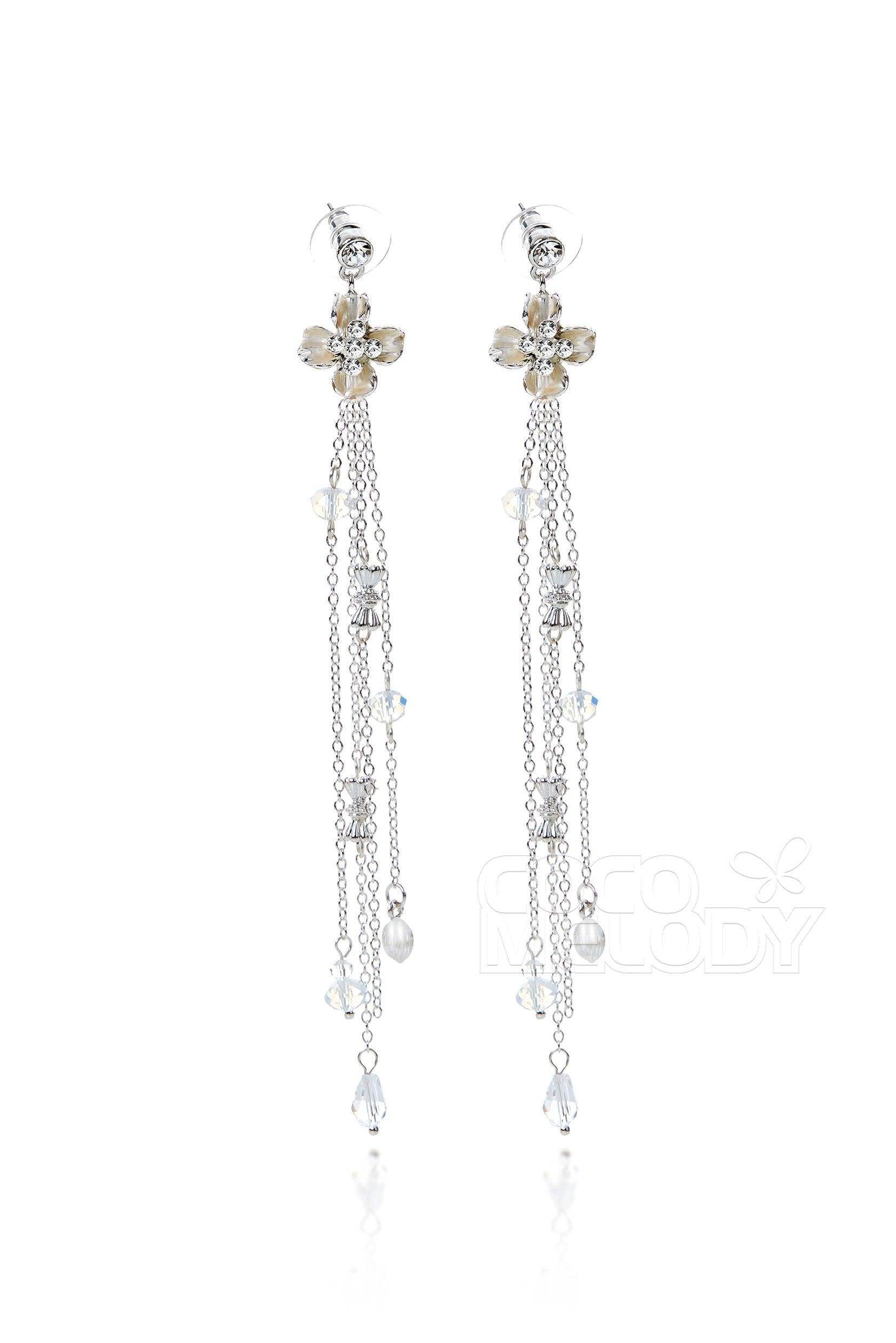 Silver Cloud Alloy Wedding Earrings with Rhinestone HG17002 - COCOMELODY