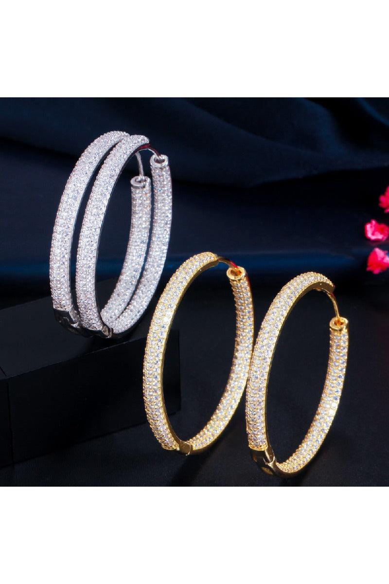 Zircon plated round earrings 641798255069 - COCOMELODY