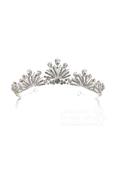 Latest Cubic Zirconia Tiara with Rhinestone CR17007 - COCOMELODY