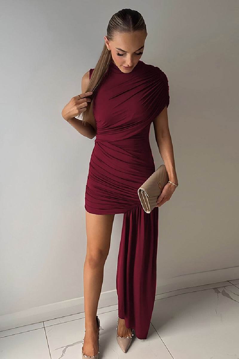 Asymmetry Mini Knitted Cocktail Wedding Guest Dresses 902691744158, 7 Days / Pale Yellow / M