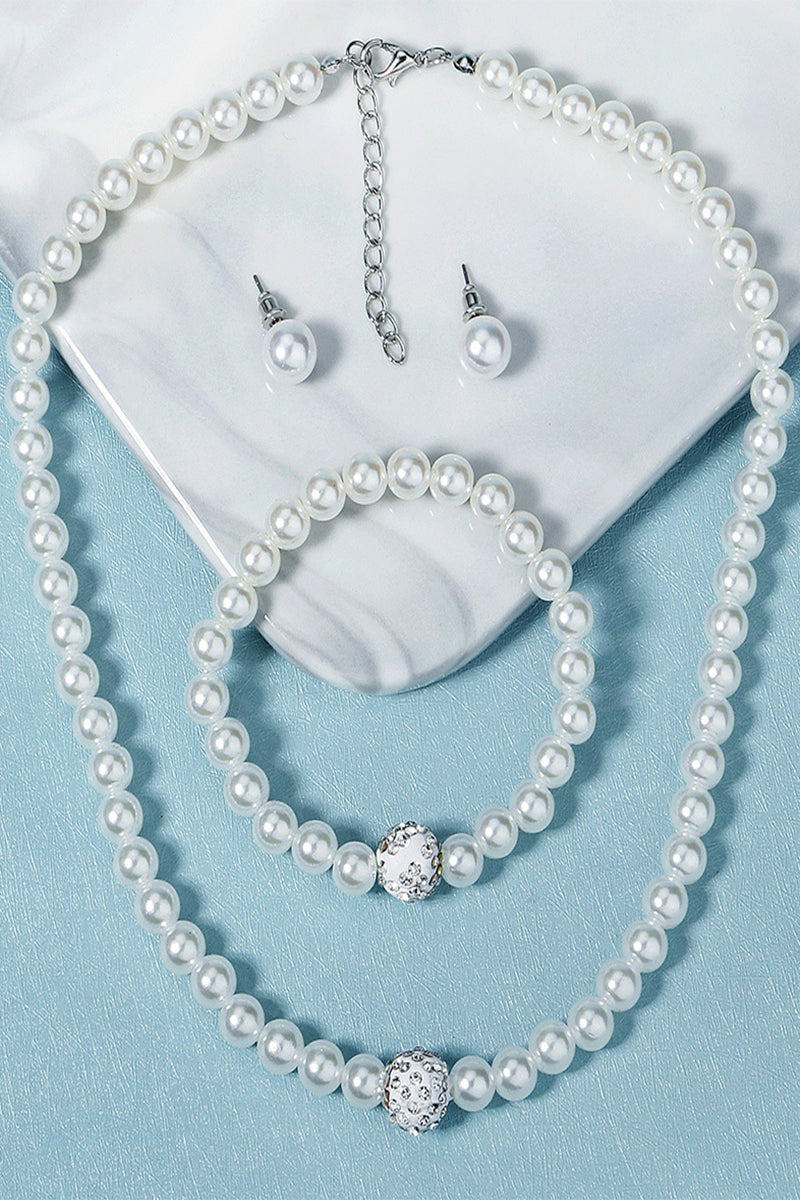 Classic Pearl/Bracelet/ Wedding Earrings/Necklace Jewelry Sets (Set of 3) 641004696900