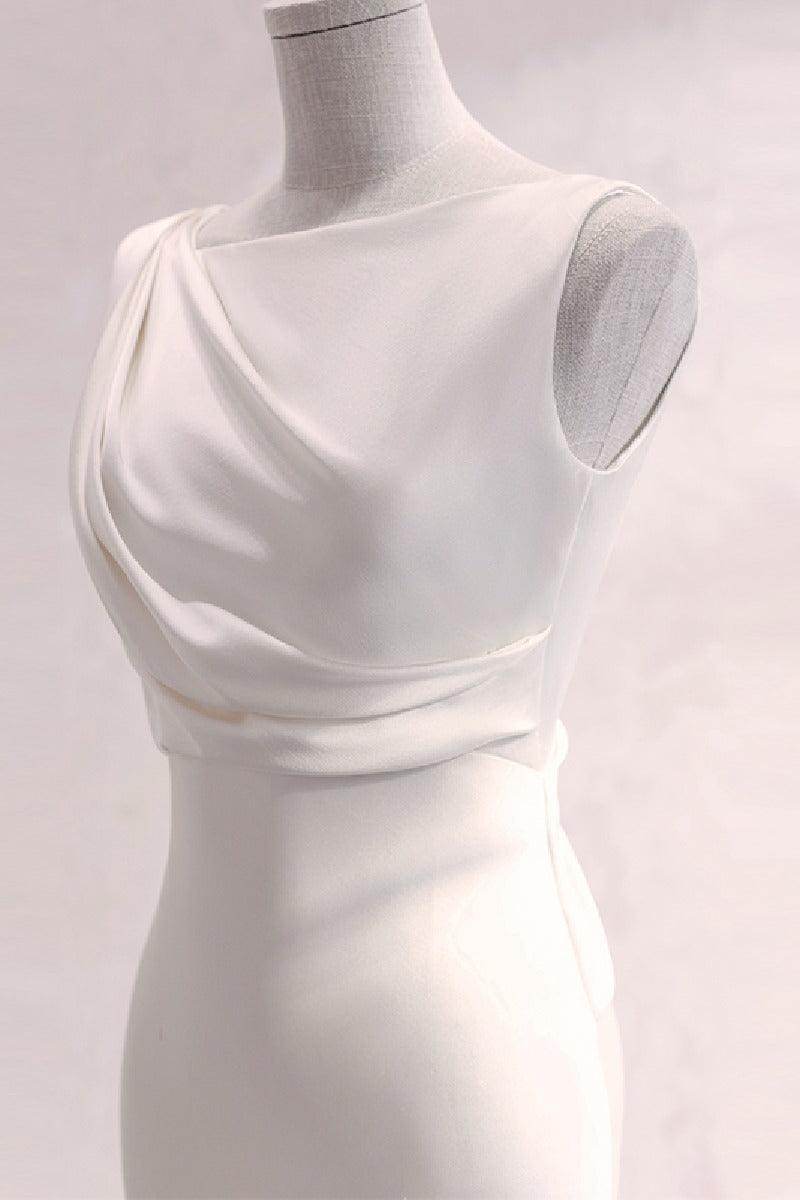 Trumpet-Mermaid Sweep-Brush Train Satin Wedding Dress 677606919790 - COCOMELODY