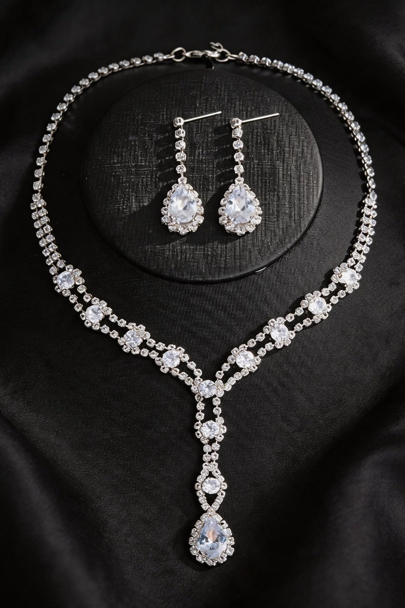 Luxury Teardrop Tassel Necklace Earrings Set for Women Jewelry Sets (Set of 2) 1056817075176