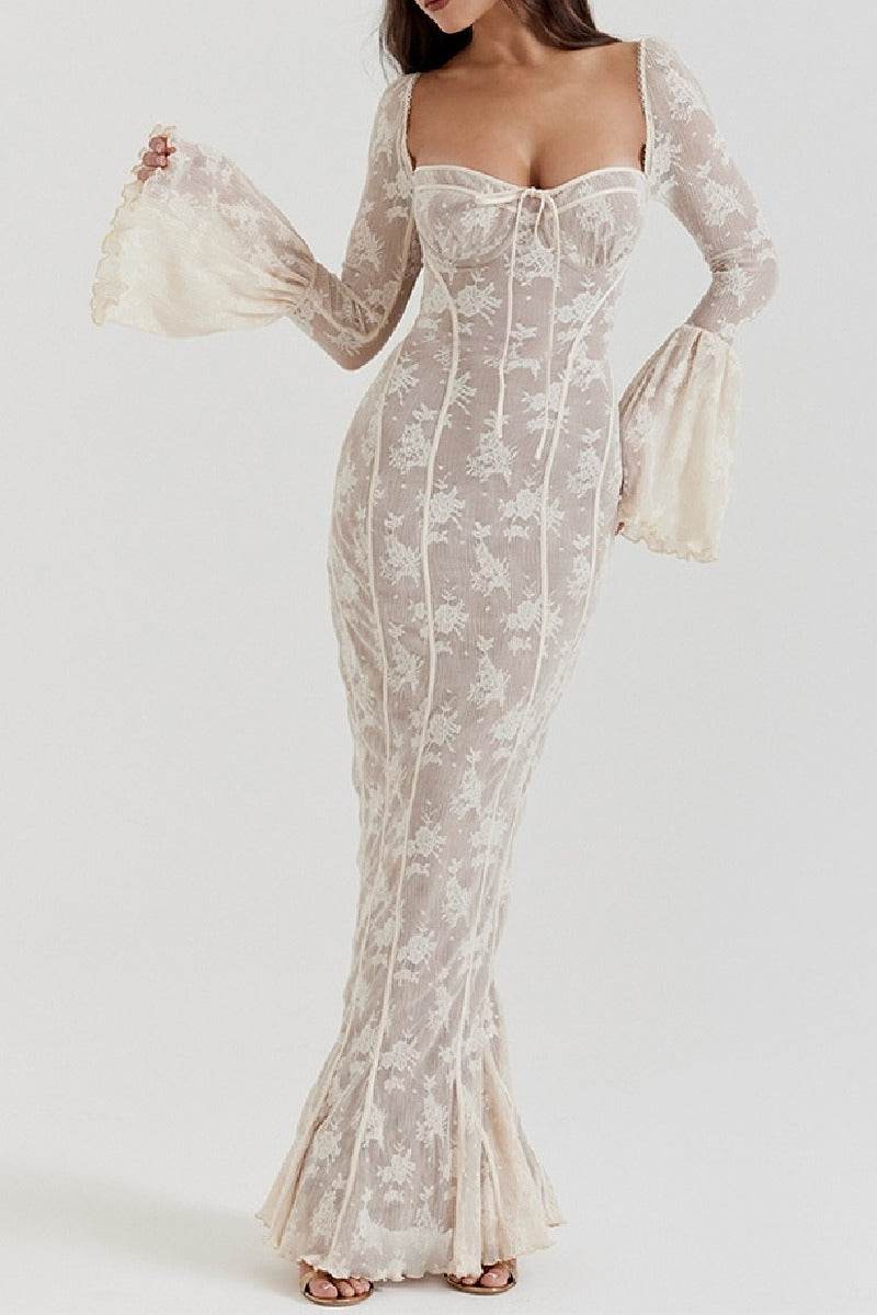 Sheath Column Maxi Lace Formal Evening Dresses 837990022170 - COCOMELODY