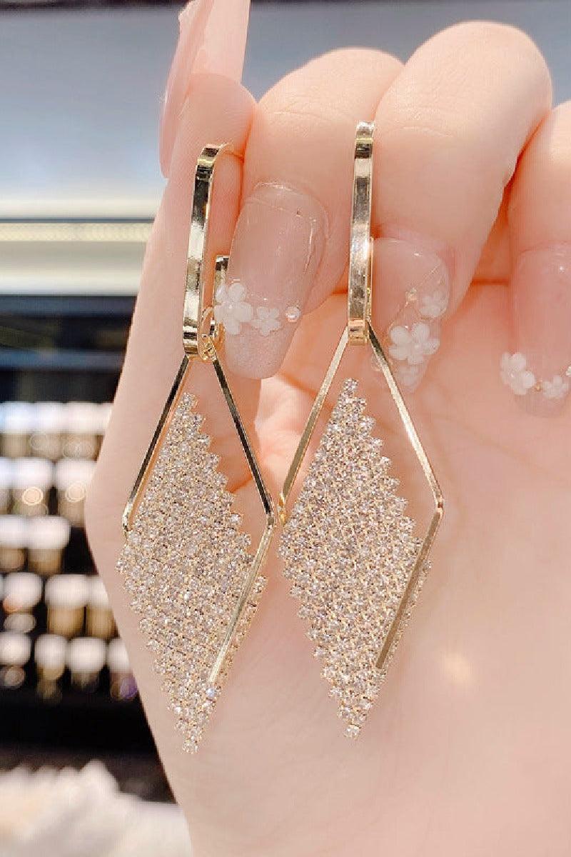Full diamond geometric earrings 651717894595 - COCOMELODY
