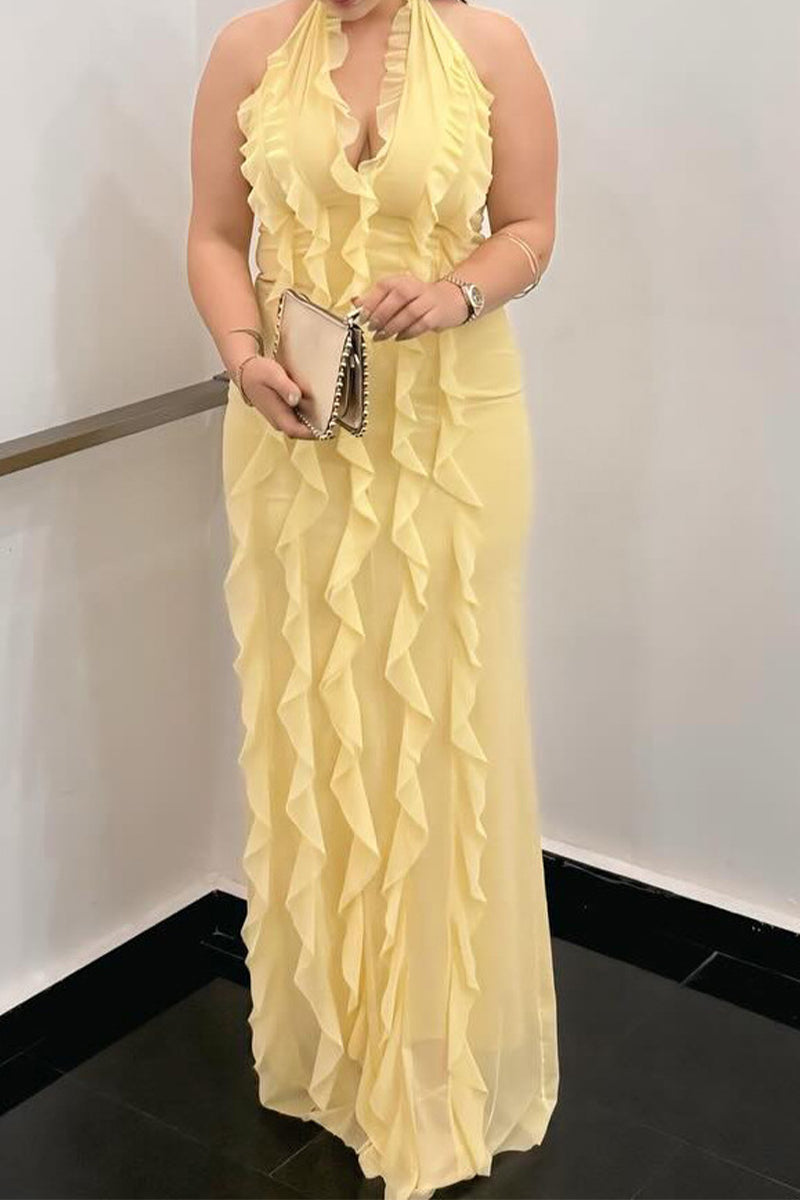 Sheath-Column Maxi Chiffon Dress 927383006662